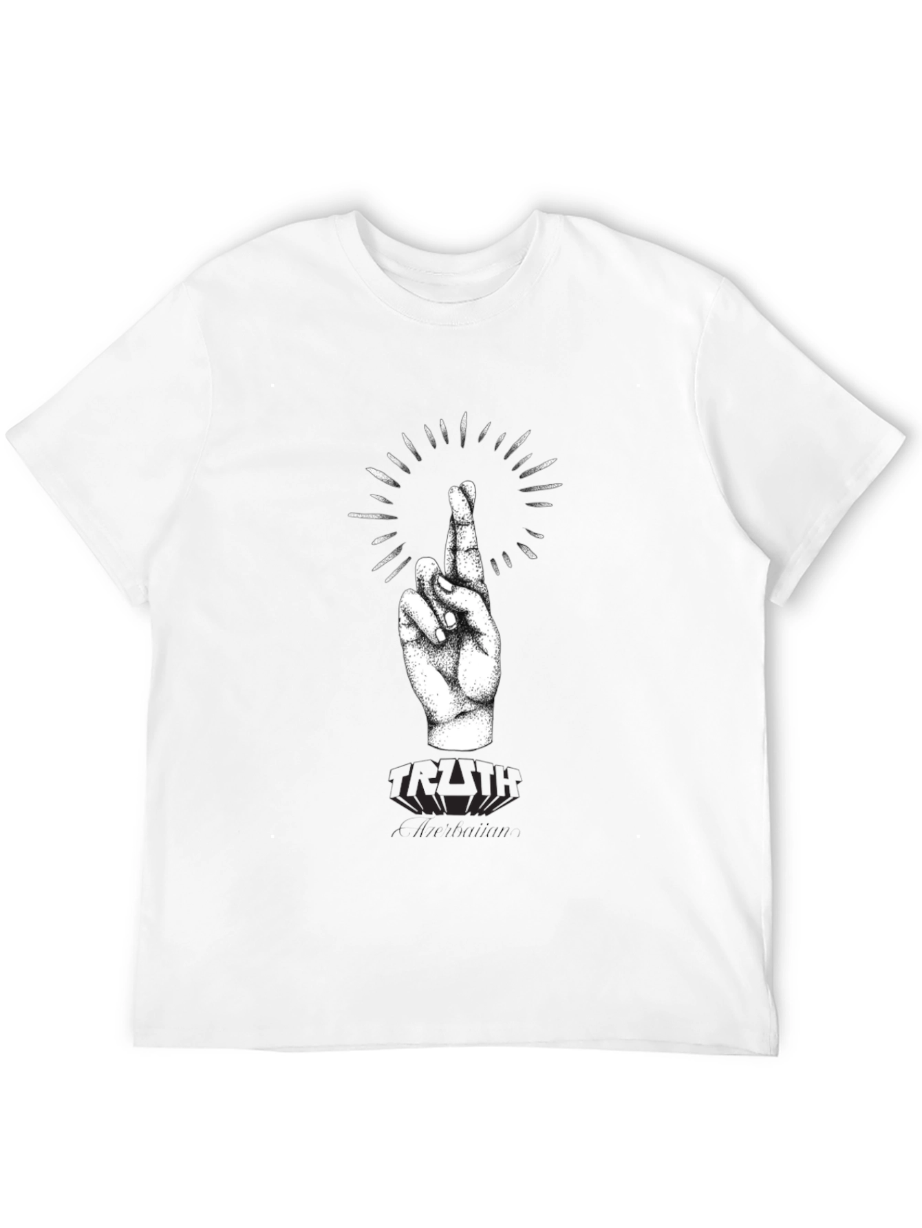 Black Black T-Shirt with Crossed Fingers Graphic view 12