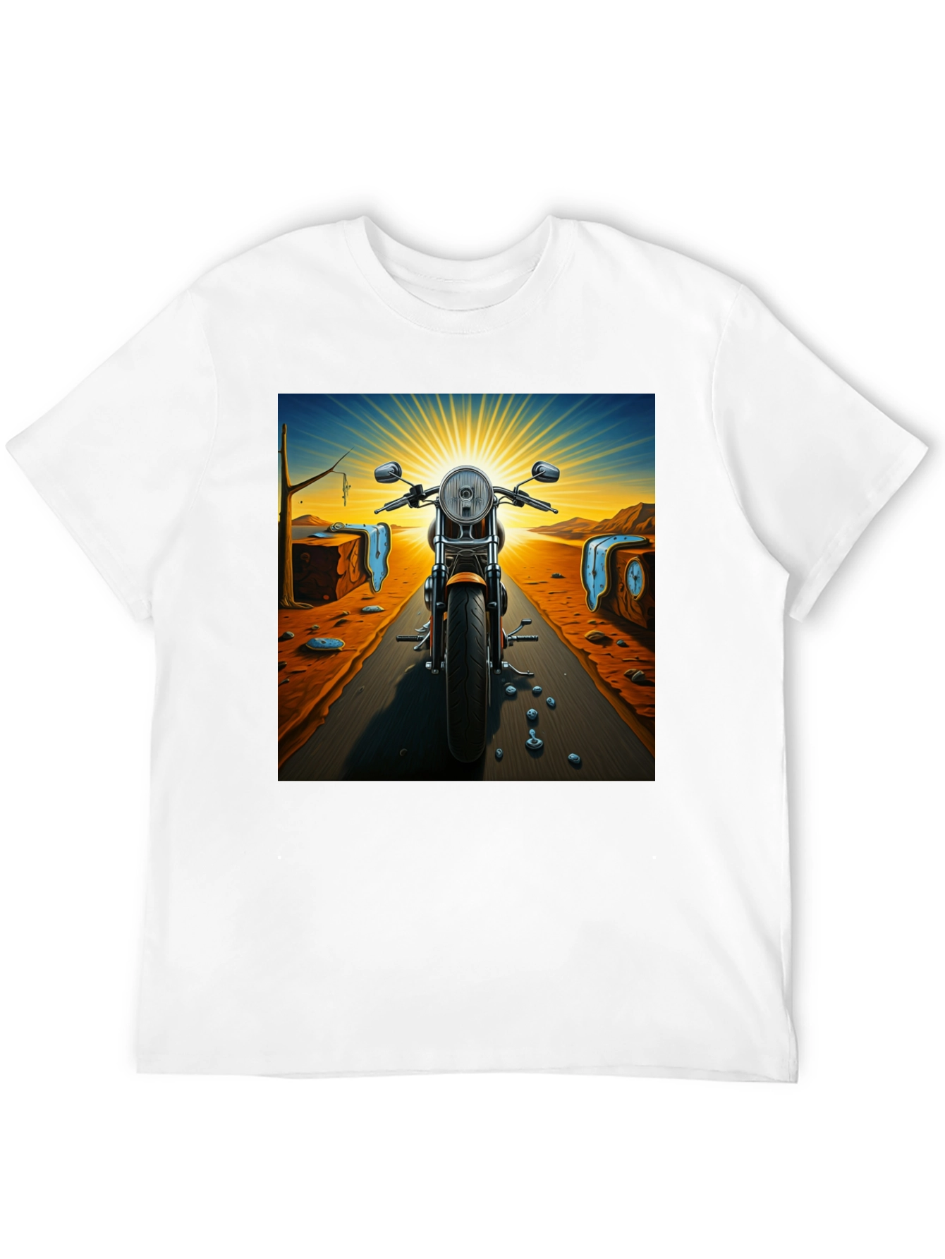 Black Surreal Motorcycle Ride T-Shirt view 12
