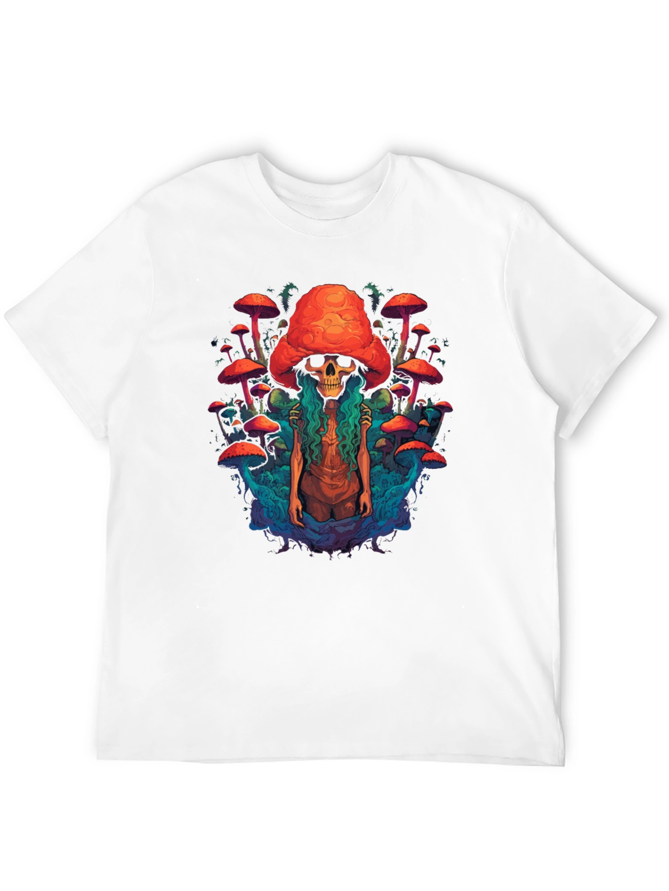 Black Mushroom Skull Graphic Tee - Unique Design view 12