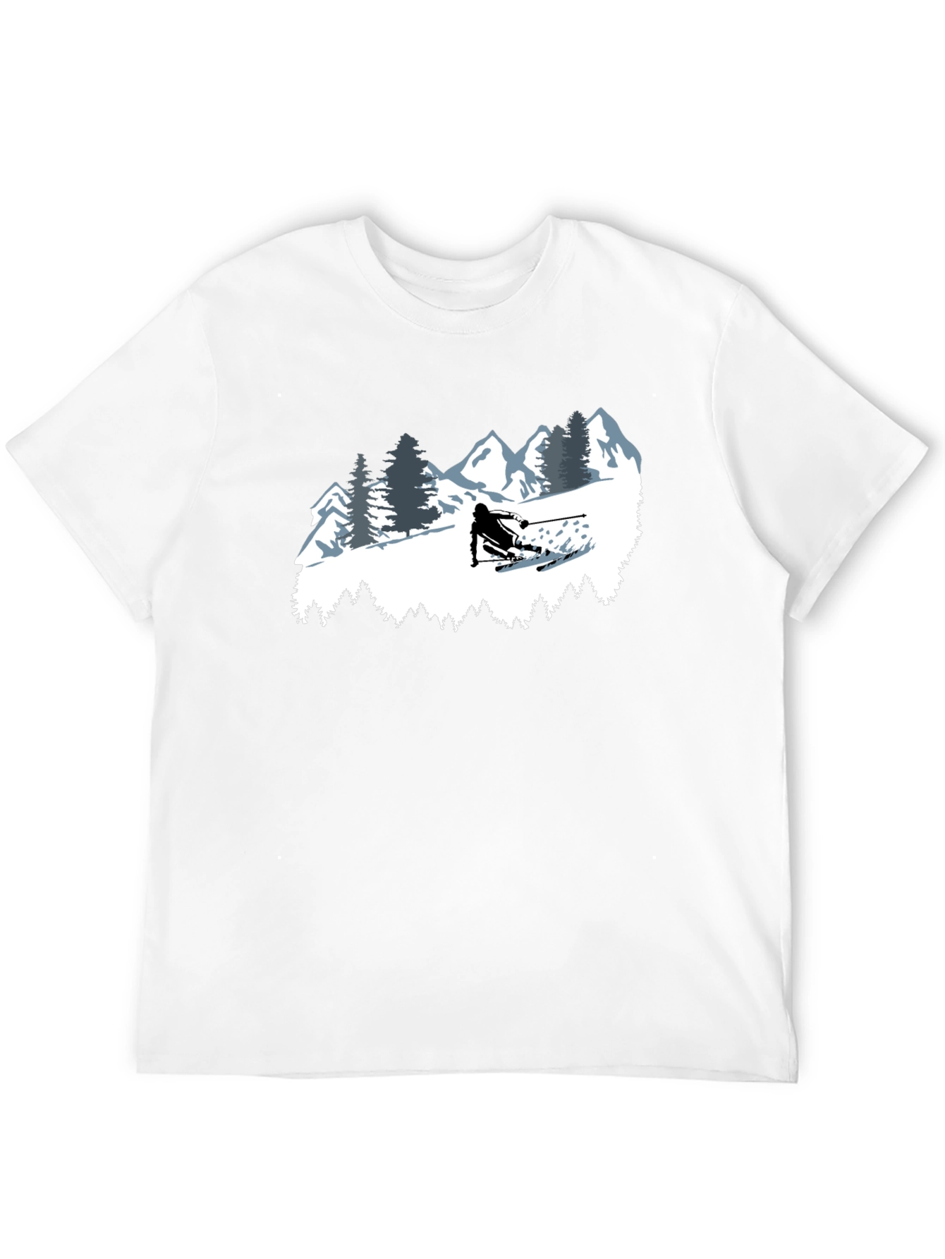Black Skiing T-Shirt - Mountain Adventure Tee view 12