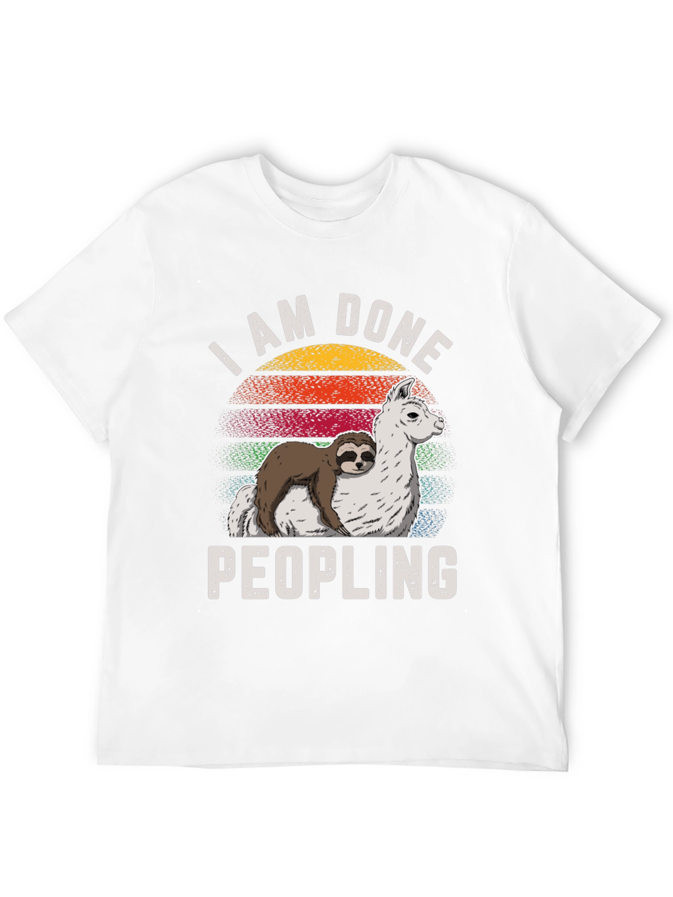 Black I AM DONE Peopling Sloth Llama T-shirt view 12
