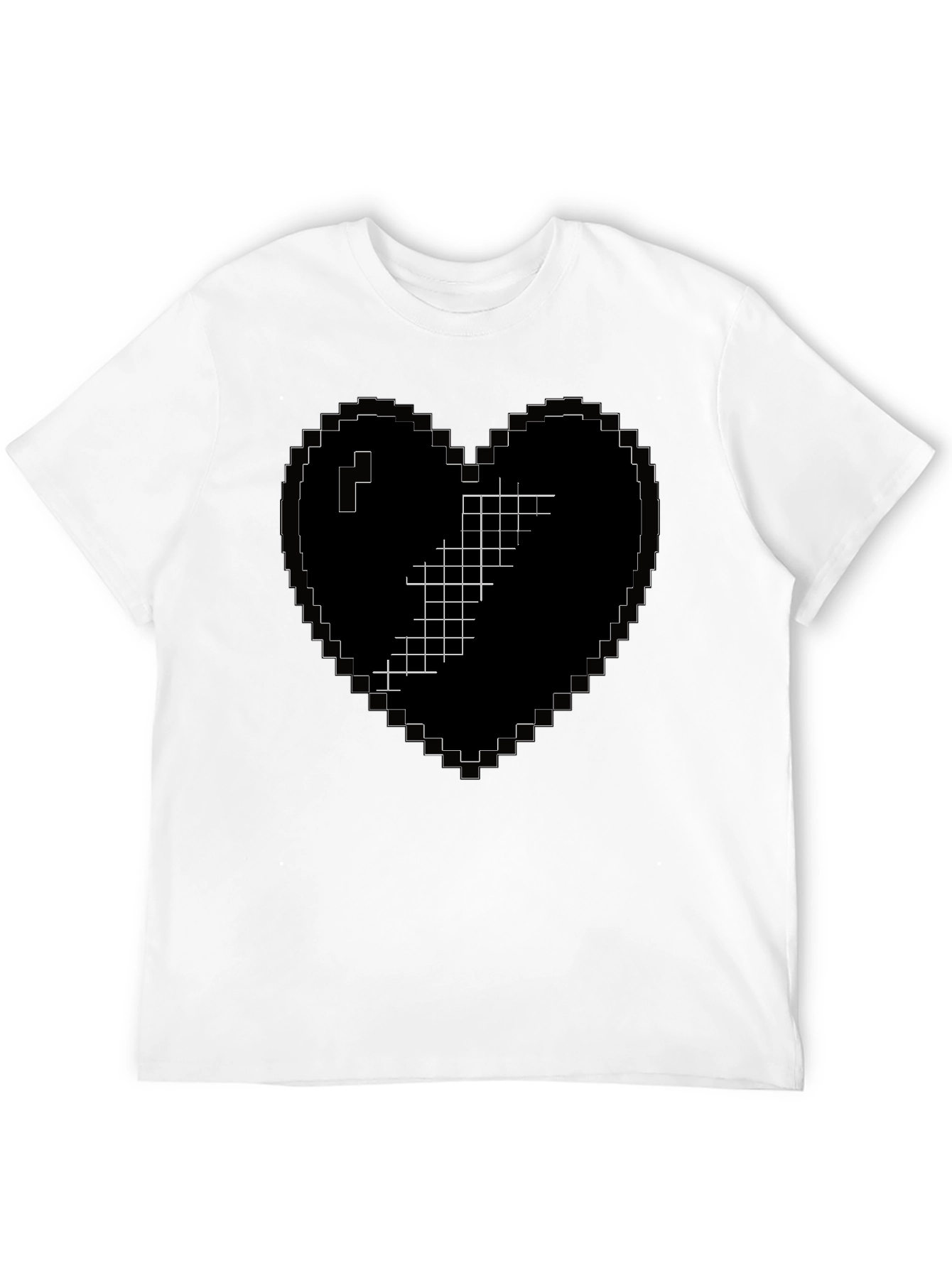 Black Pixelated Heart Broken Graphic T-Shirt view 12