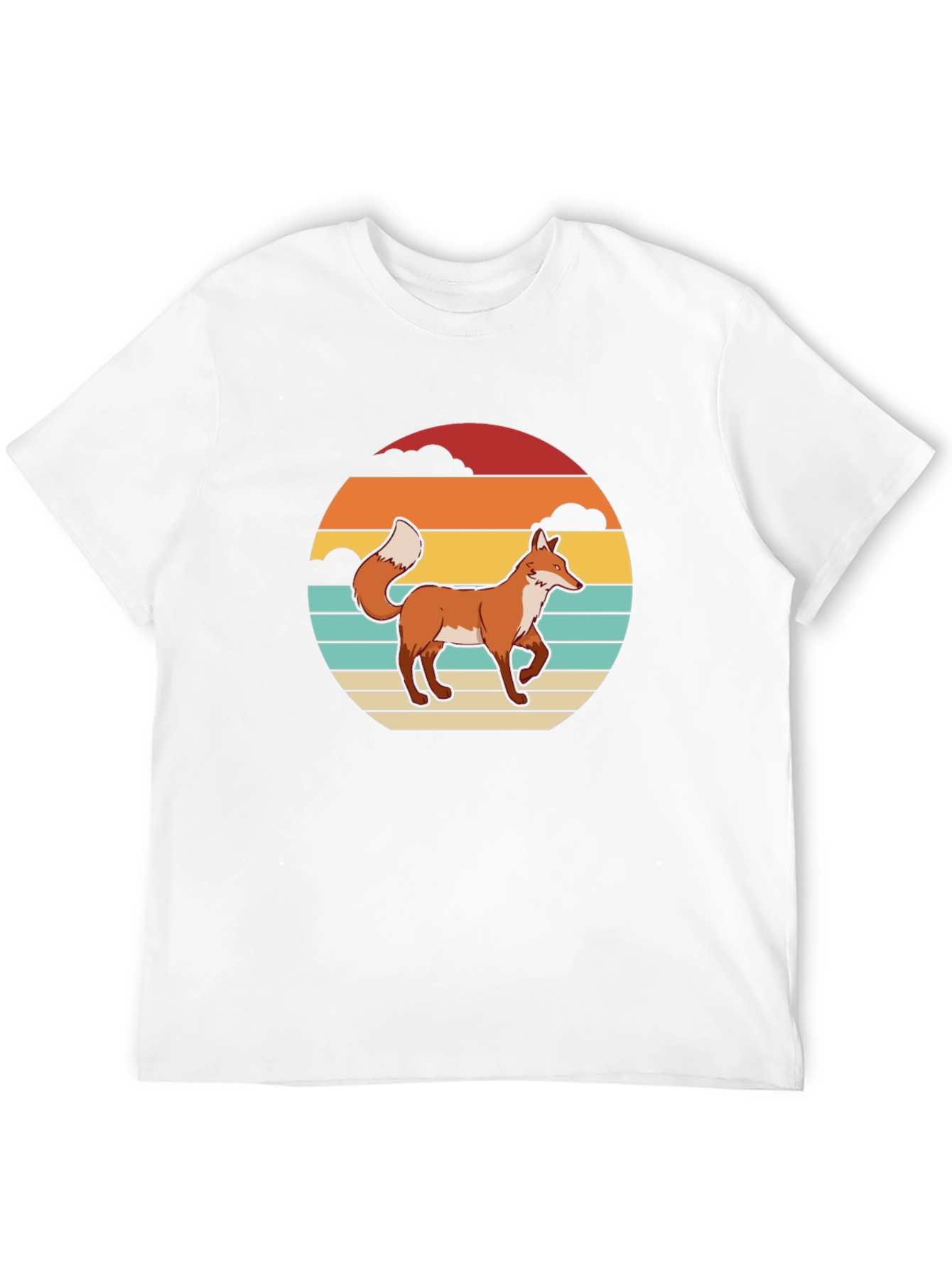 Black Retro Fox Graphic Tee - Sunset Design view 12