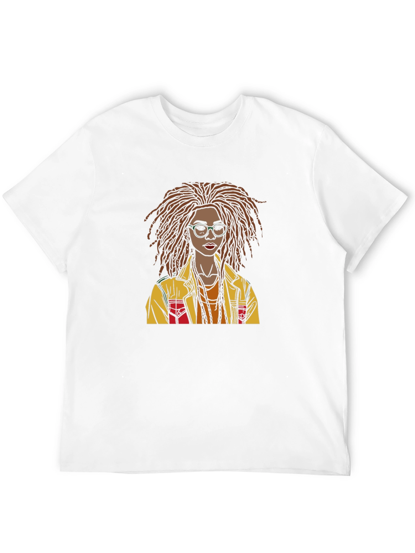 Black Stylish Graphic T-Shirt - Woman with Dreadlocks Art view 12
