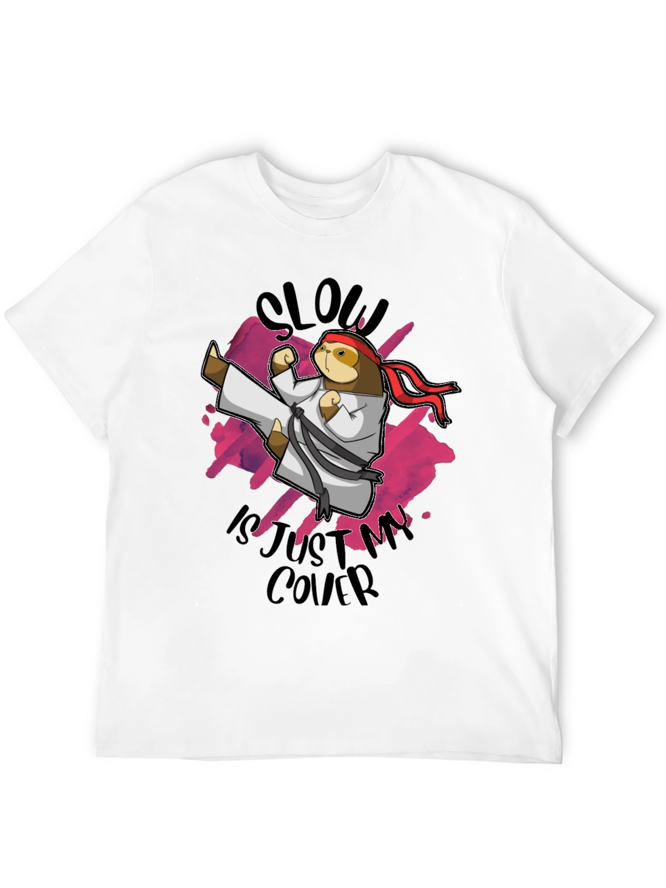 Black Martial Arts Sloth Graphic Tee view 12