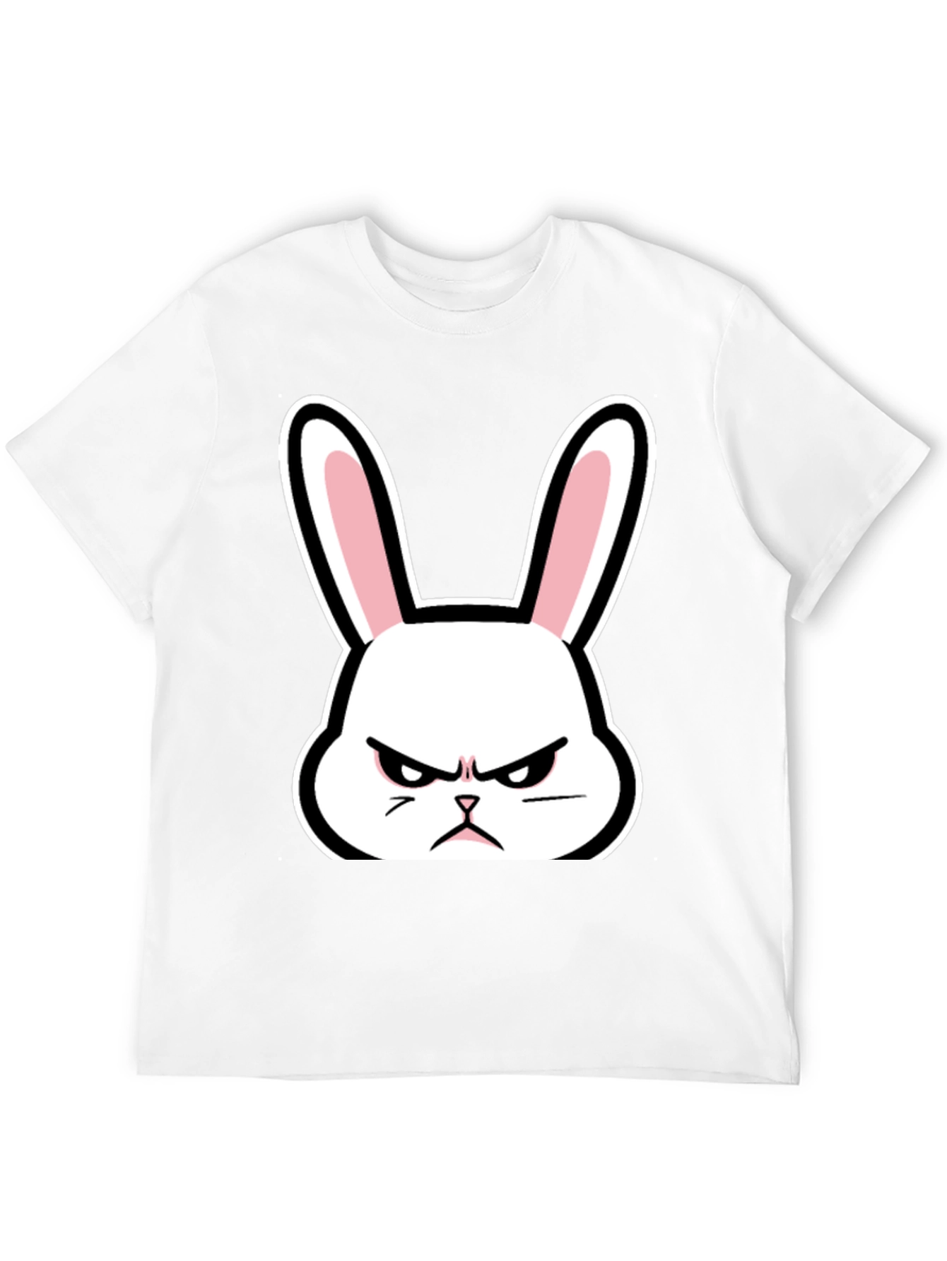Black Grumpy Bunny T-Shirt - Black Cotton Angry Rabbit Tee view 12