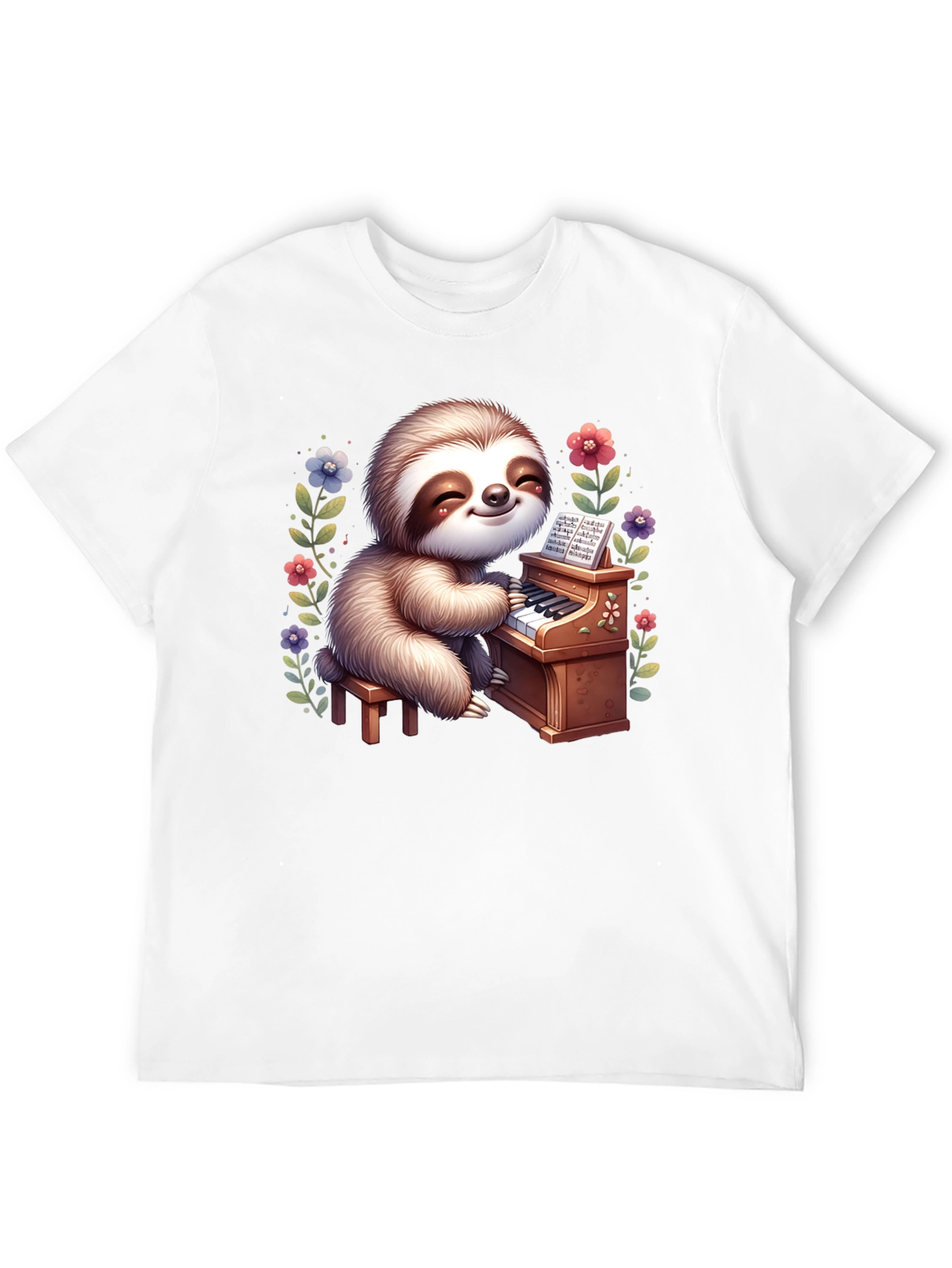 Black Sloth Pianist Graphic Tee - Cute & Unique! view 12
