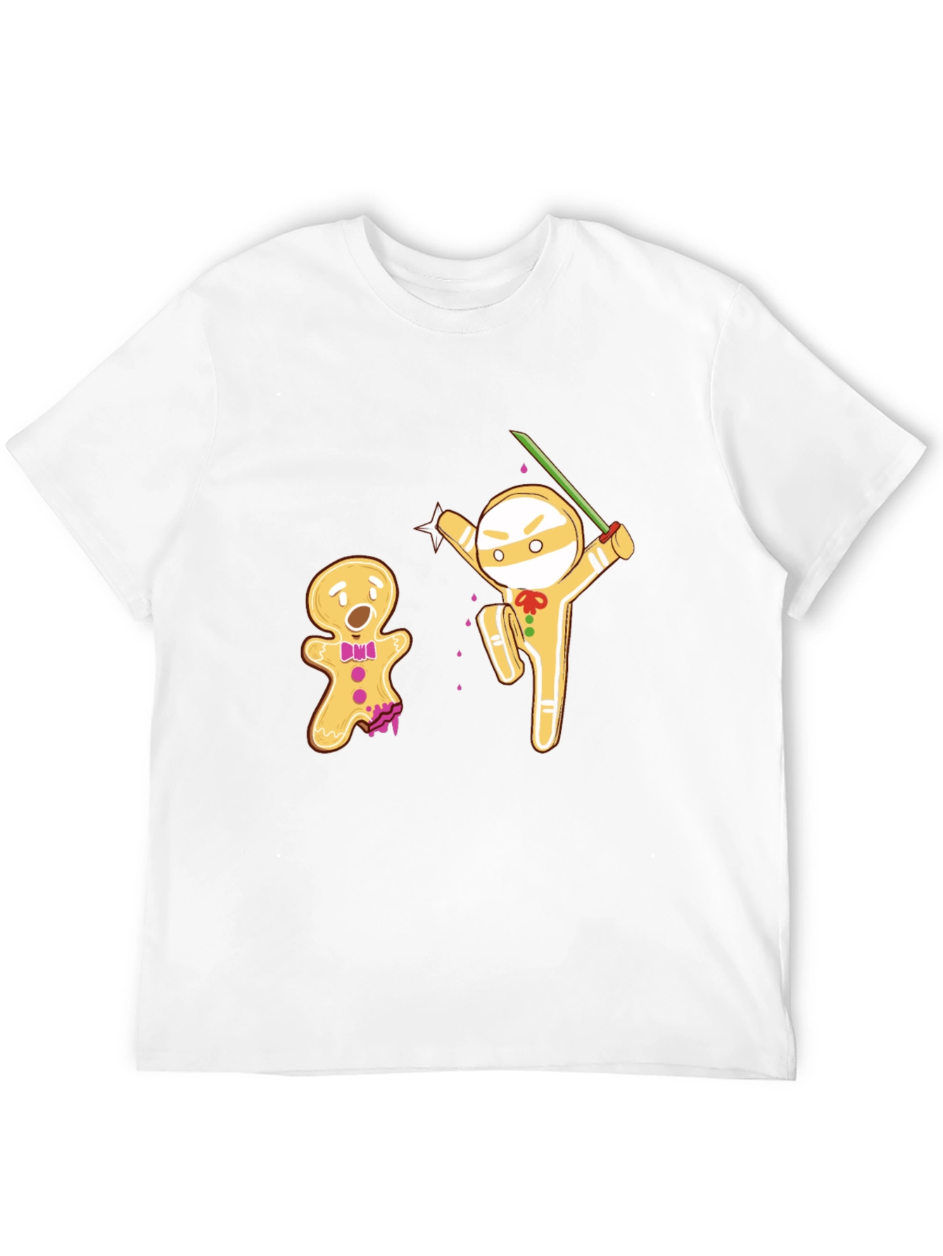 Black Gingerbread Ninja Funny Black T-Shirt view 12