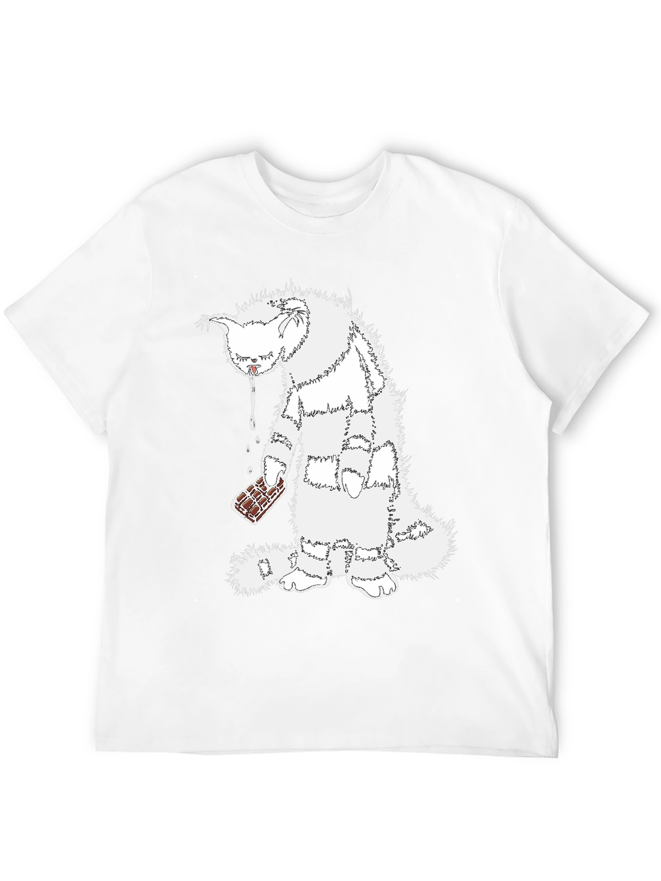 Black Funny Cat Chocolate T-Shirt - Unisex Black Tee view 12