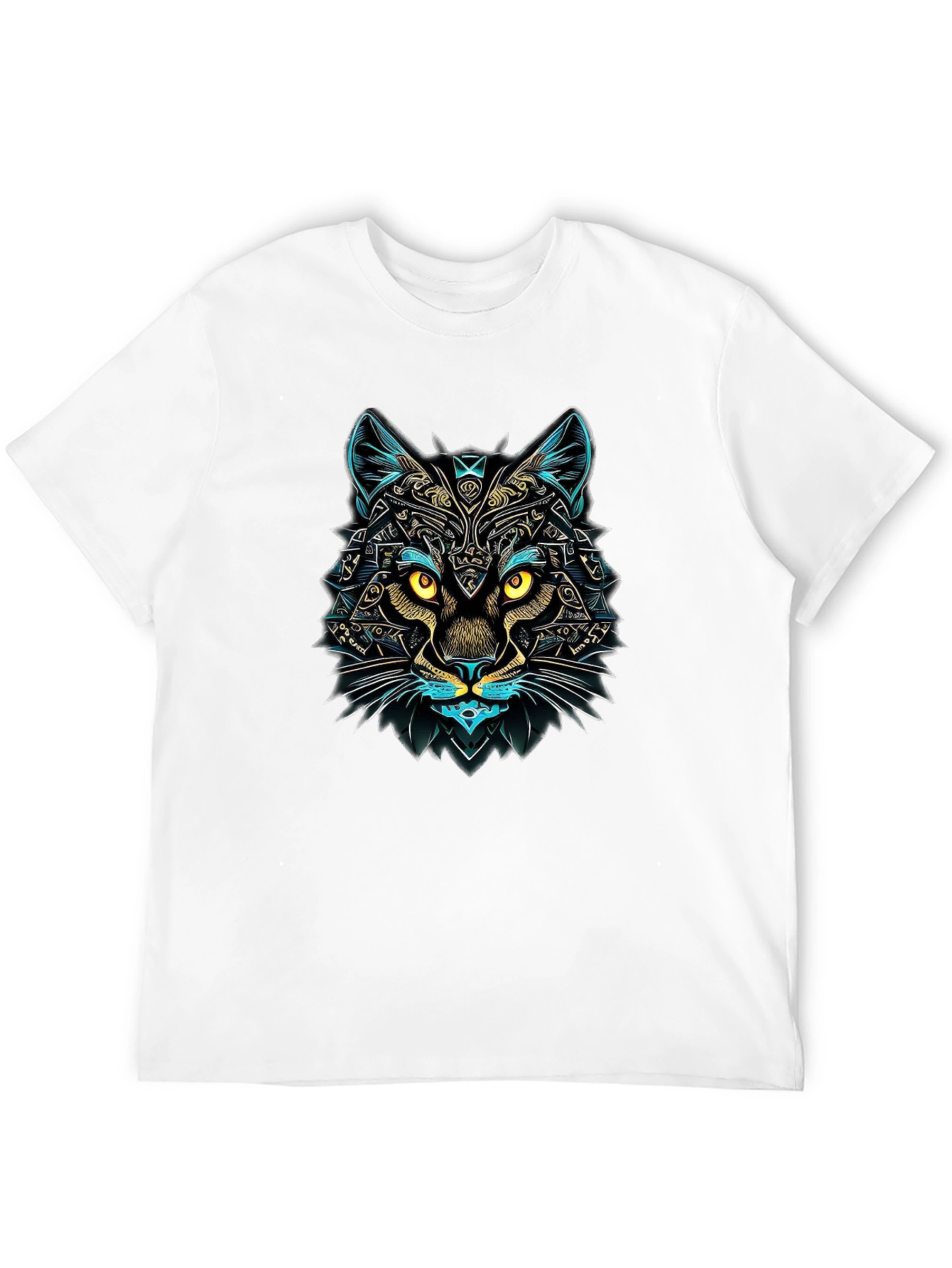 Black Abstract Cat Graphic Tee - Unique Design, Soft Cotton view 12