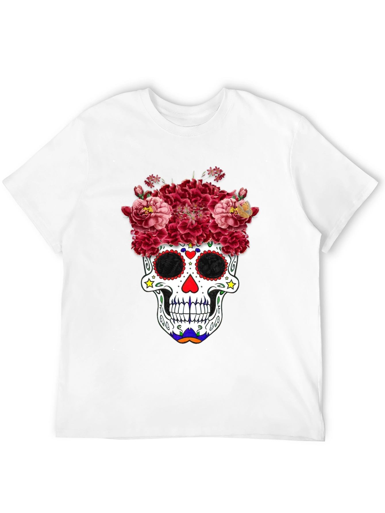 Black Floral Sugar Skull Graphic Tee - Day of the Dead view 12