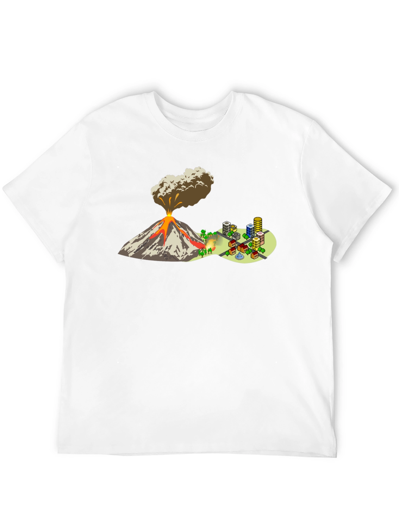 Black Volcano City T-Shirt - Graphic Tee view 12