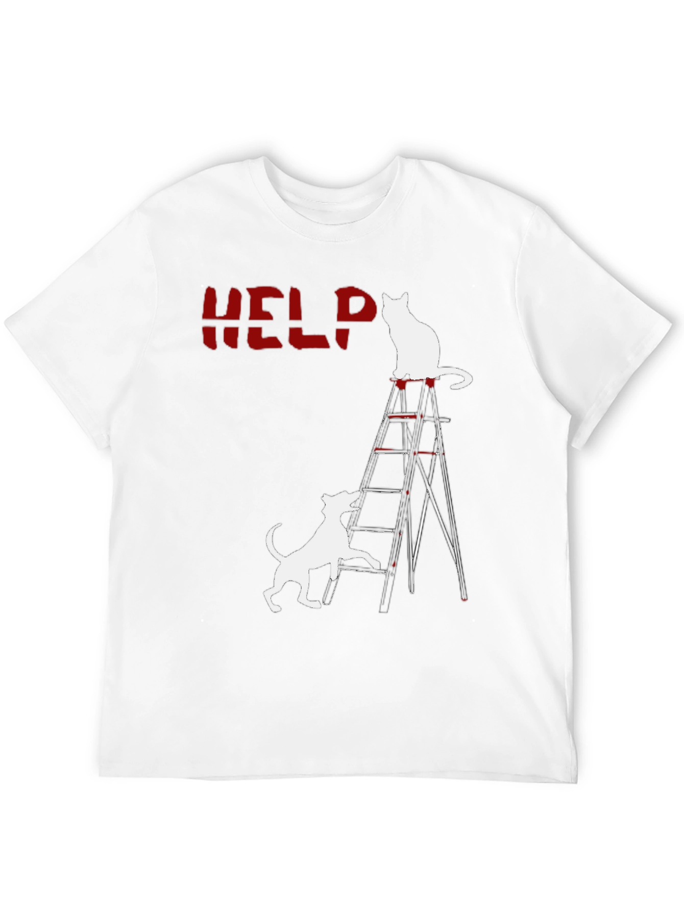 Black Funny Cat & Dog HELP T-Shirt  view 12