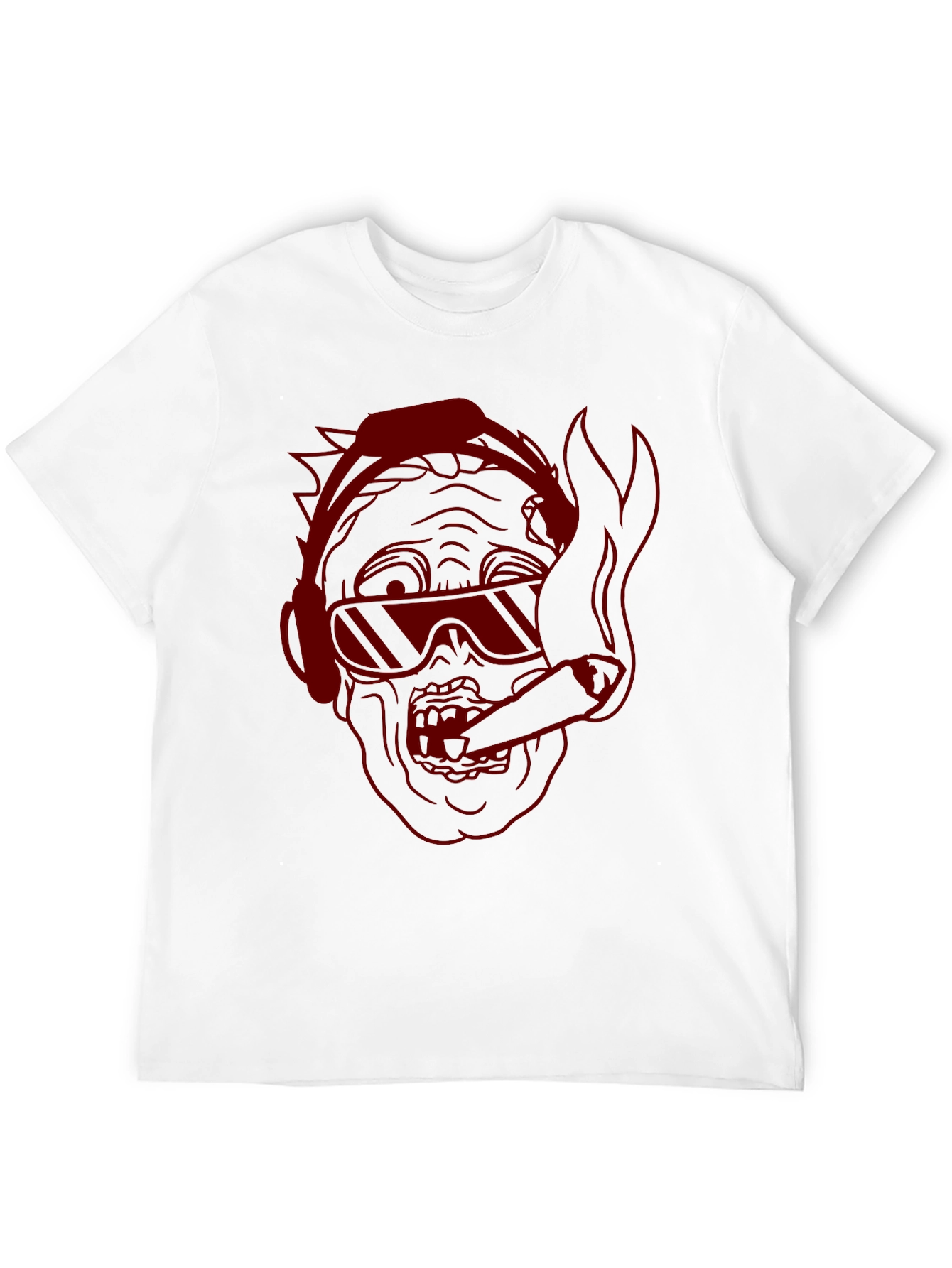 Black Skull with Headphones & Cigar Graphic Tee view 12