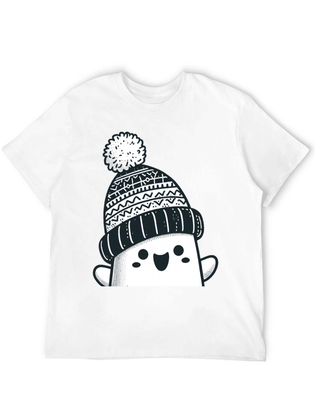 Black Festive Graphic Tee - Winter Hat Design view 12