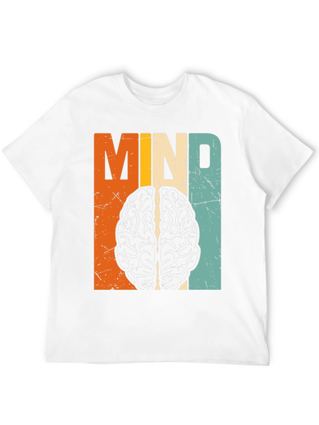 Black Retro Mind Brain Graphic T-Shirt view 12