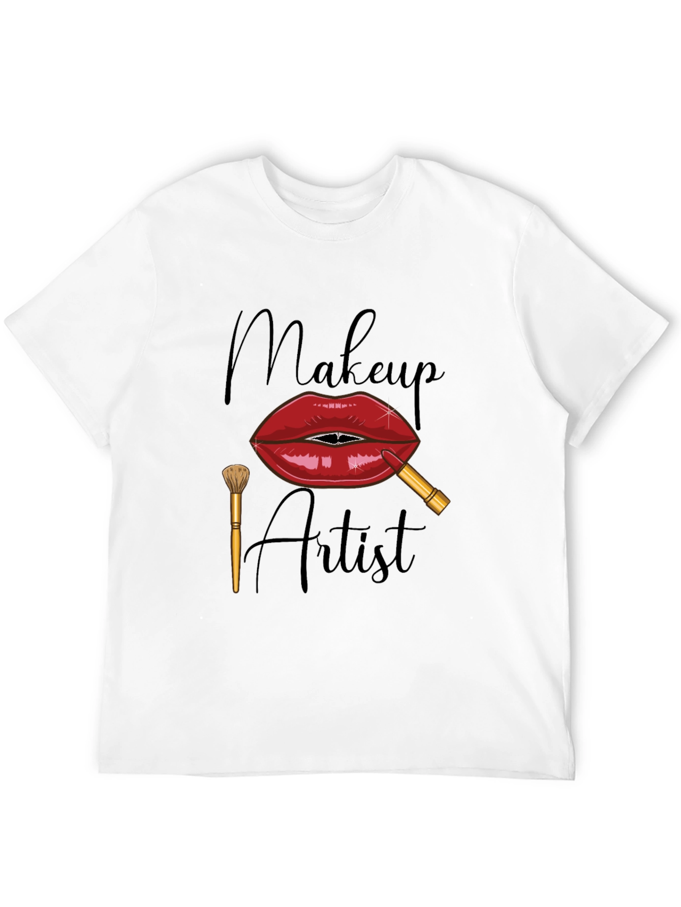 Black Makeup Artist Graphic T-Shirt - Unisex Black Tee view 12