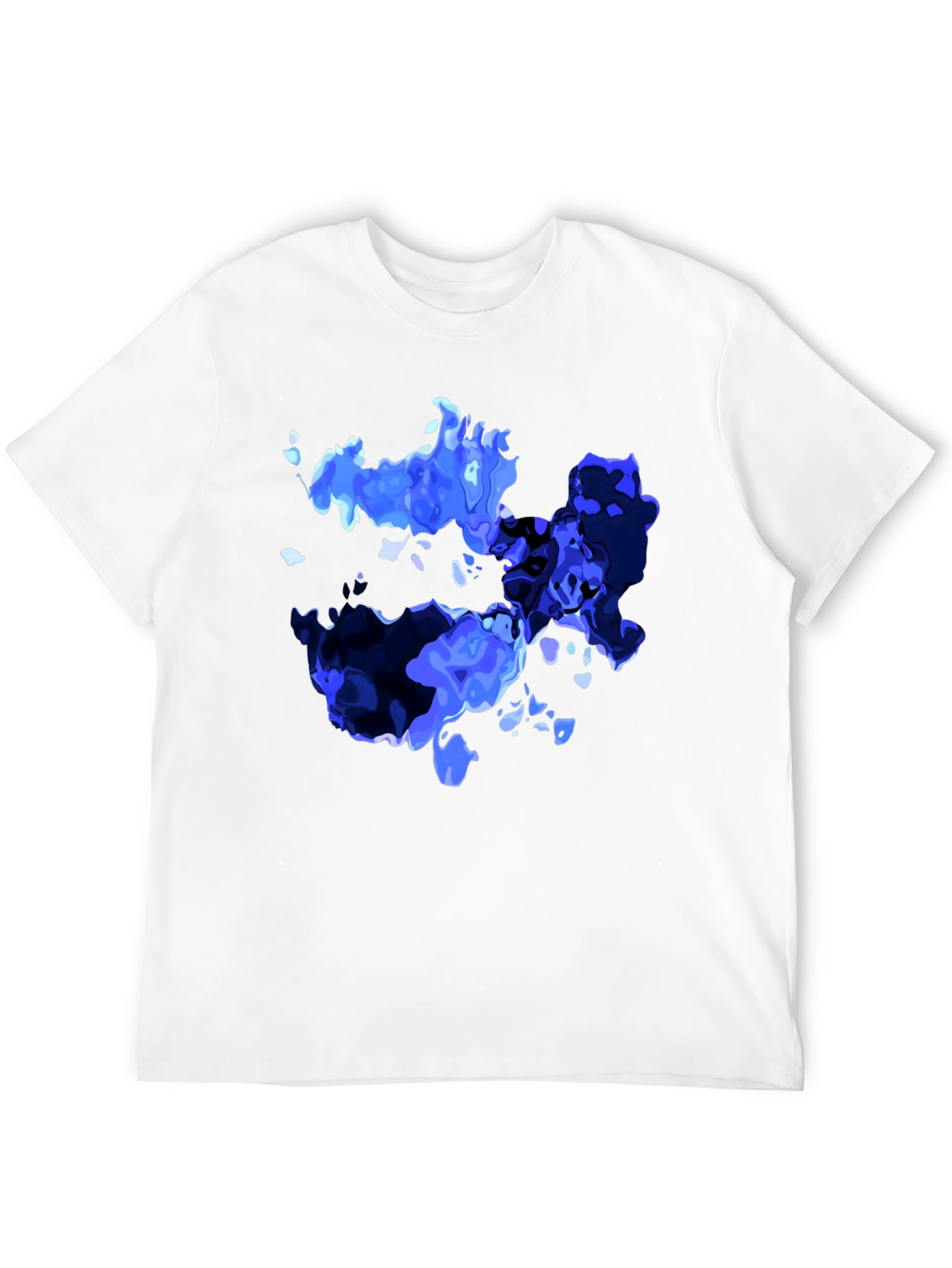Black Abstract Blue Graphic Print Black T-Shirt view 12