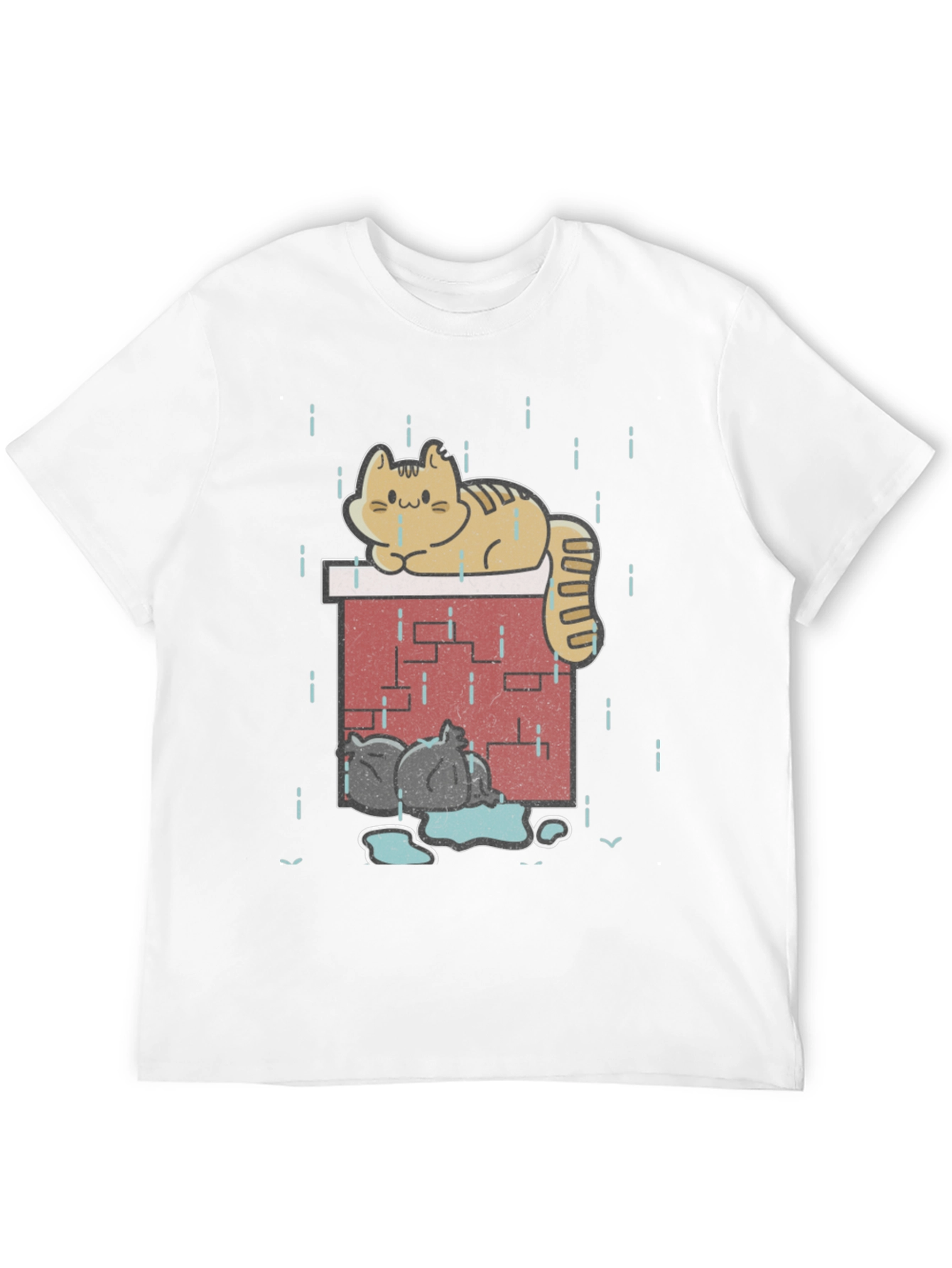 Black Cute Cat In Rain Graphic T-Shirt view 12