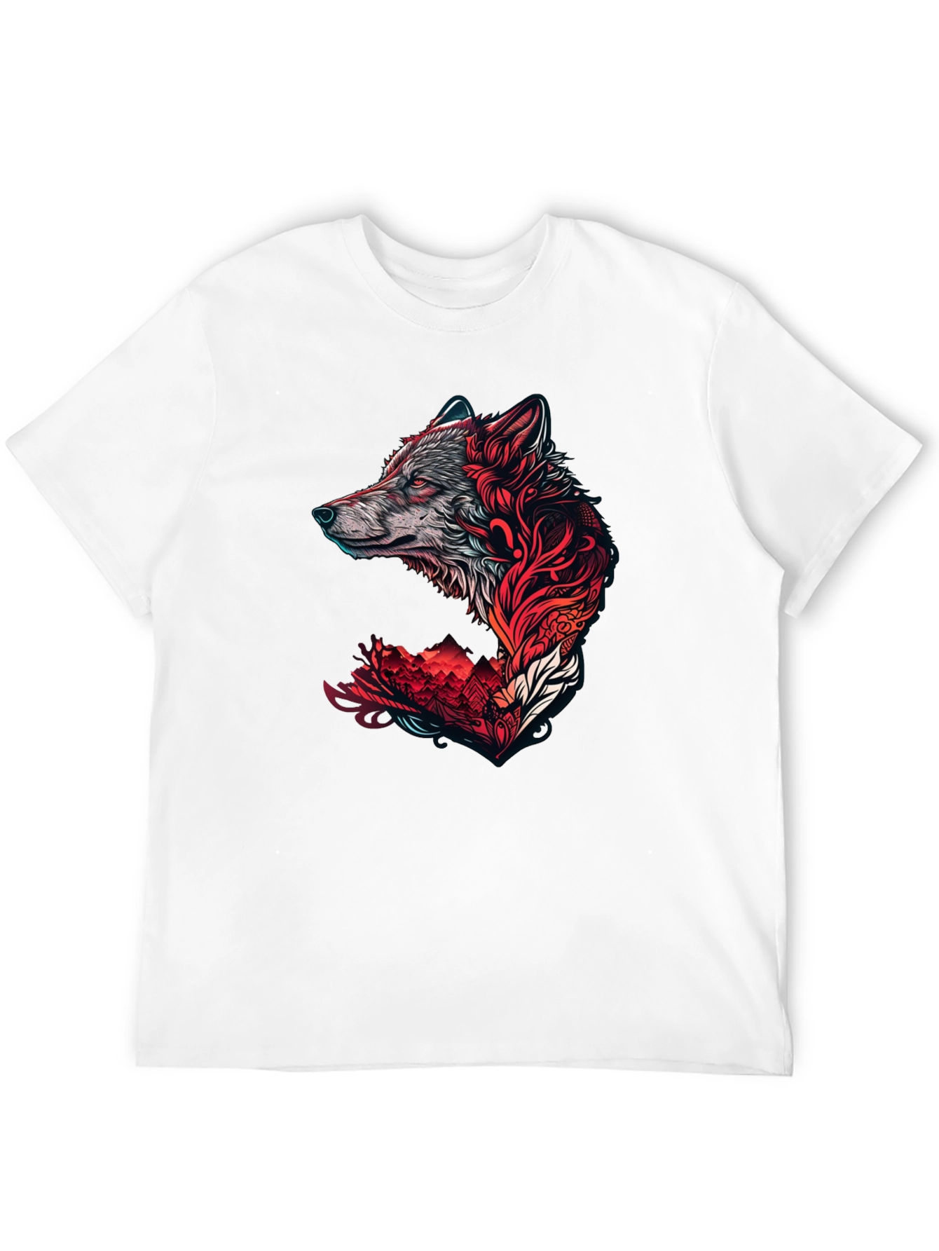 Black Wolf Graphic Print Crew Neck Tee - Black view 12