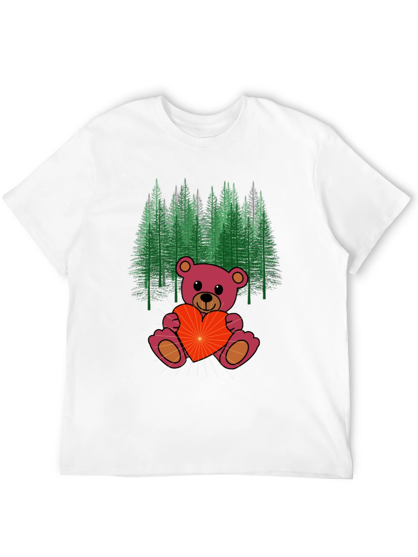 Black Teddy Bear Forest Graphic Tee - Men's Black T-Shirt view 12