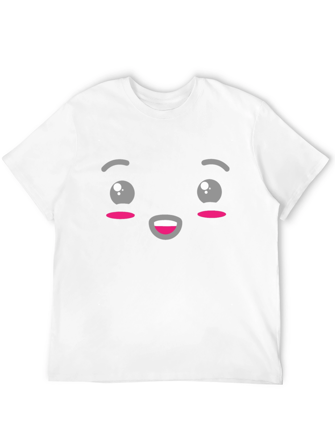 Black Cute Kawaii Style Face Black T-Shirt view 12