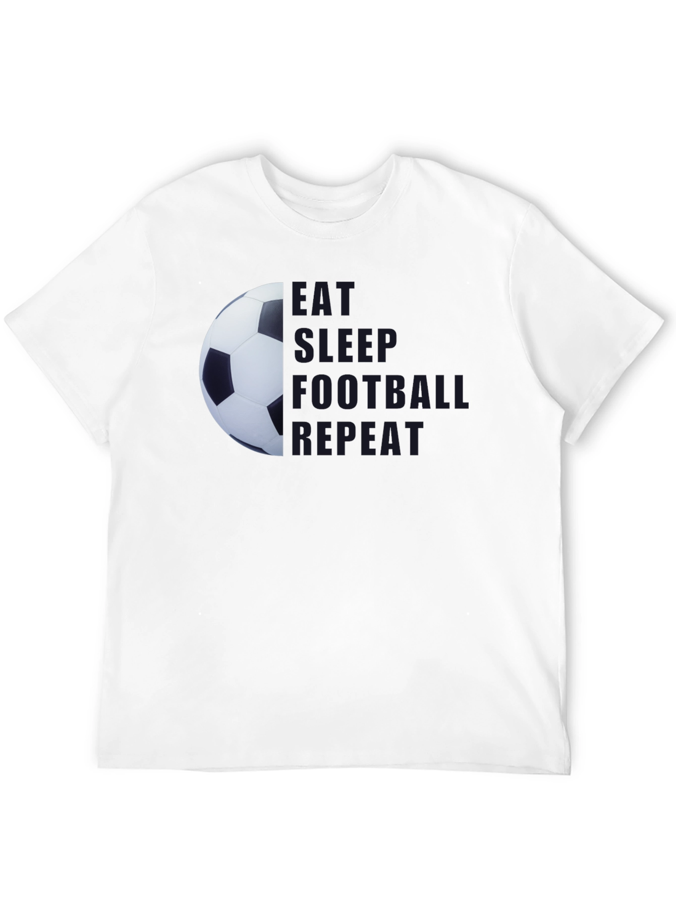 Black Eat Sleep Football Repeat Black T-Shirt view 12