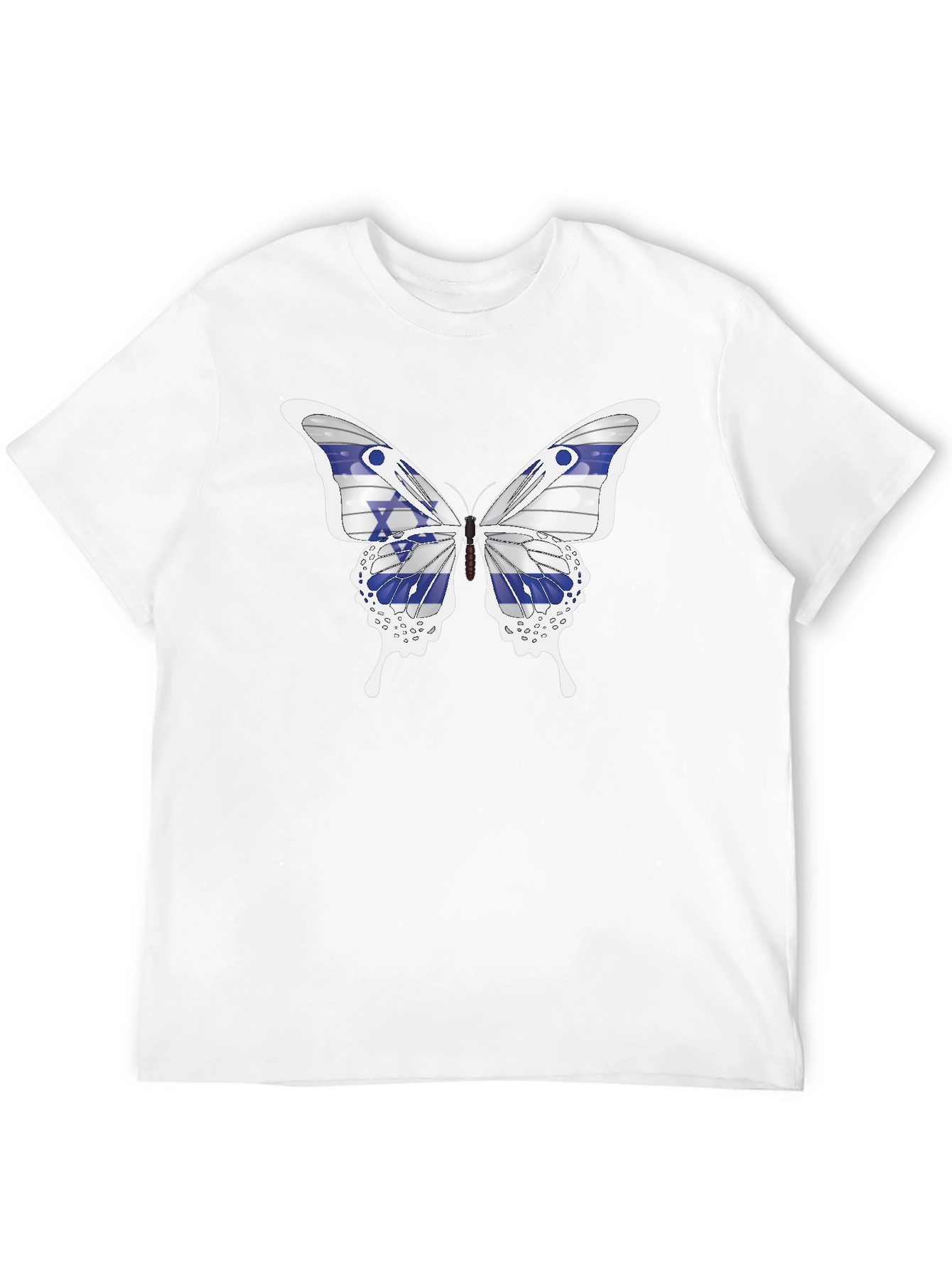 Black Israeli Flag Butterfly Graphic T-Shirt view 12