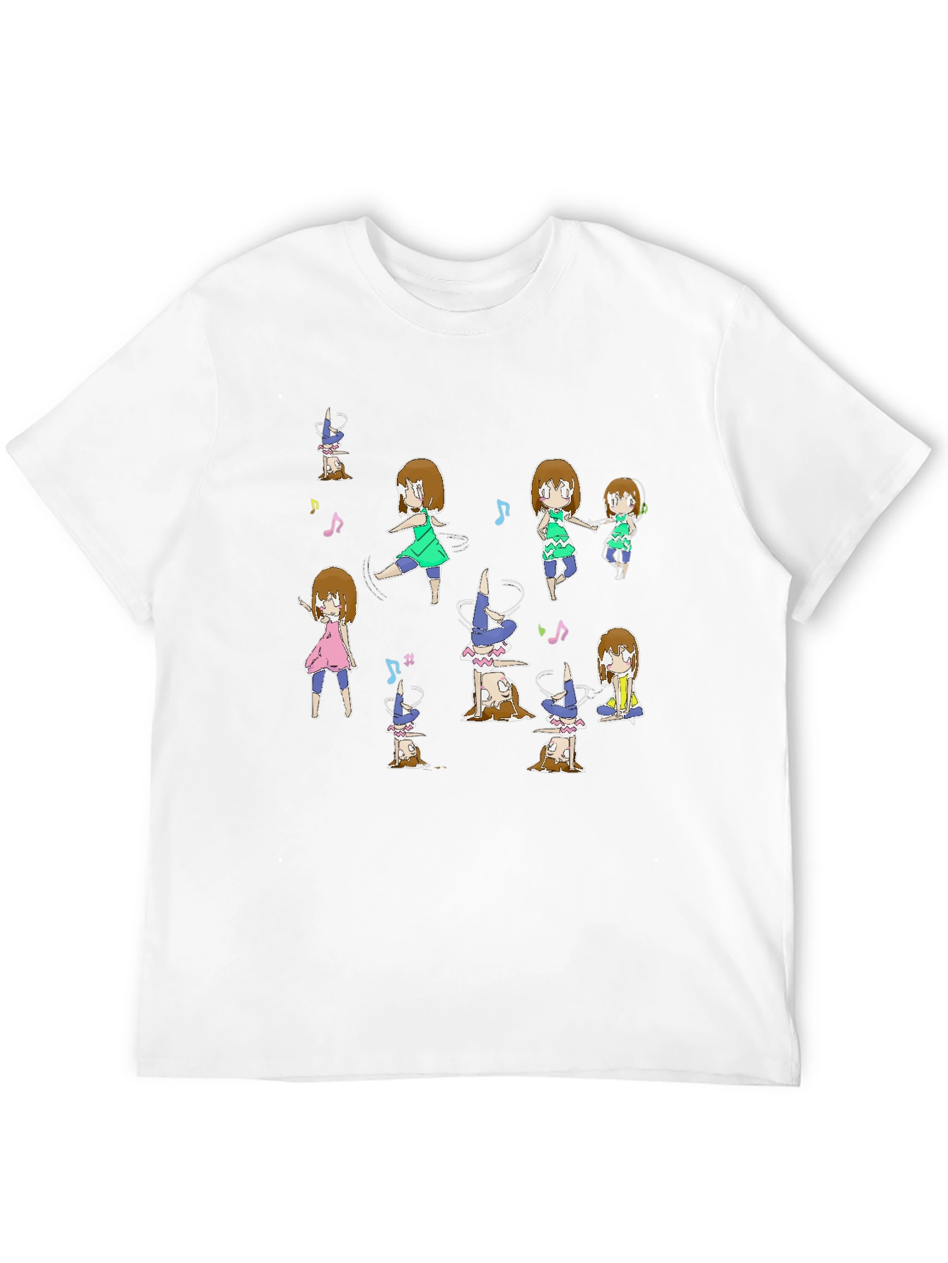 Black Fun Dancing Anime Character Graphic Black Tee view 12