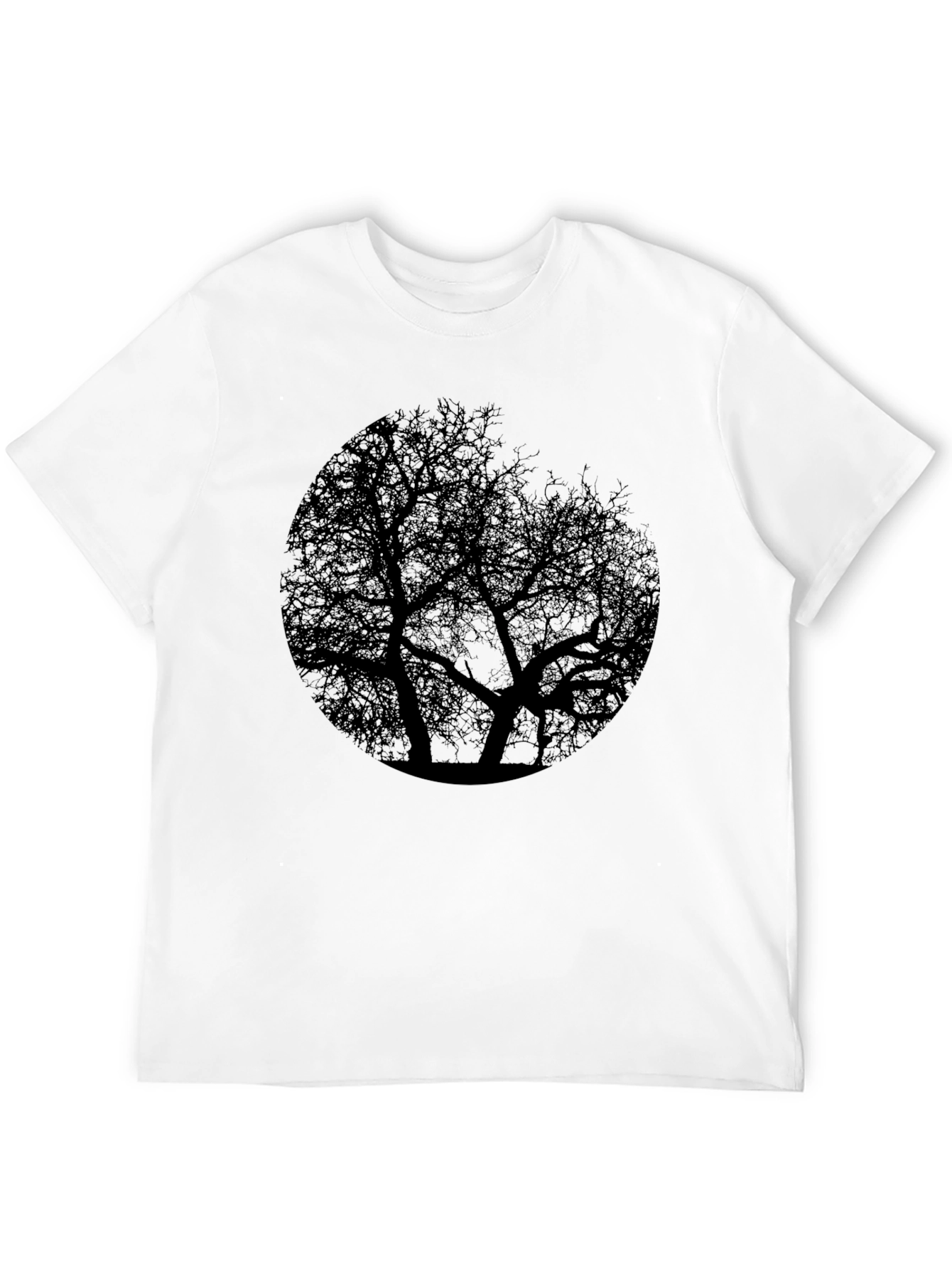 Black Tree Silhouette Graphic Print Black T-Shirt view 12