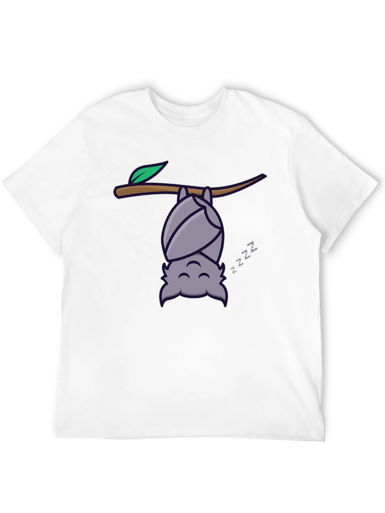 Black Cute Bat Sleeping T-Shirt - Funny Cartoon Tee view 12