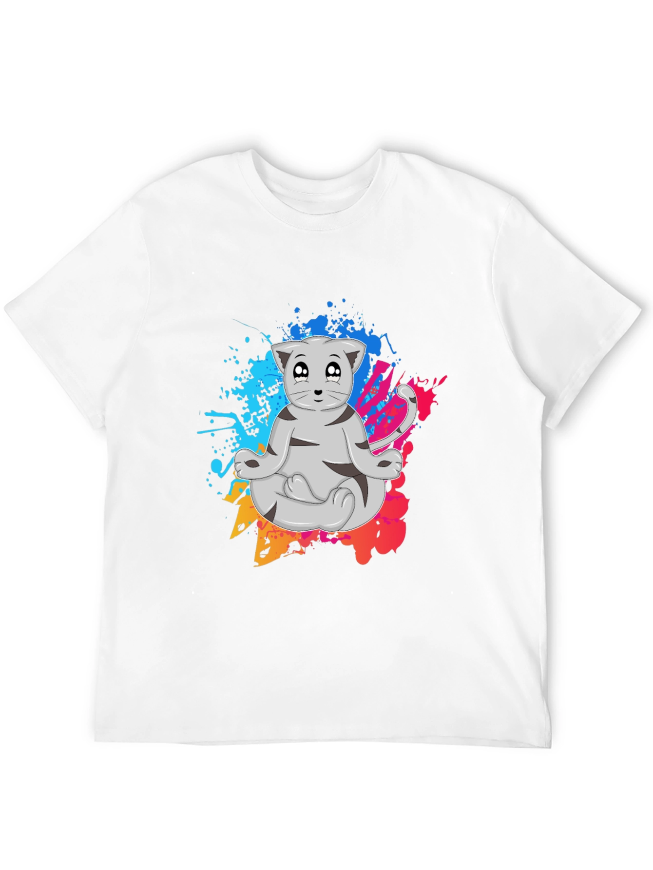 Black Zen Cat T-Shirt - Meditating Feline Tee view 12