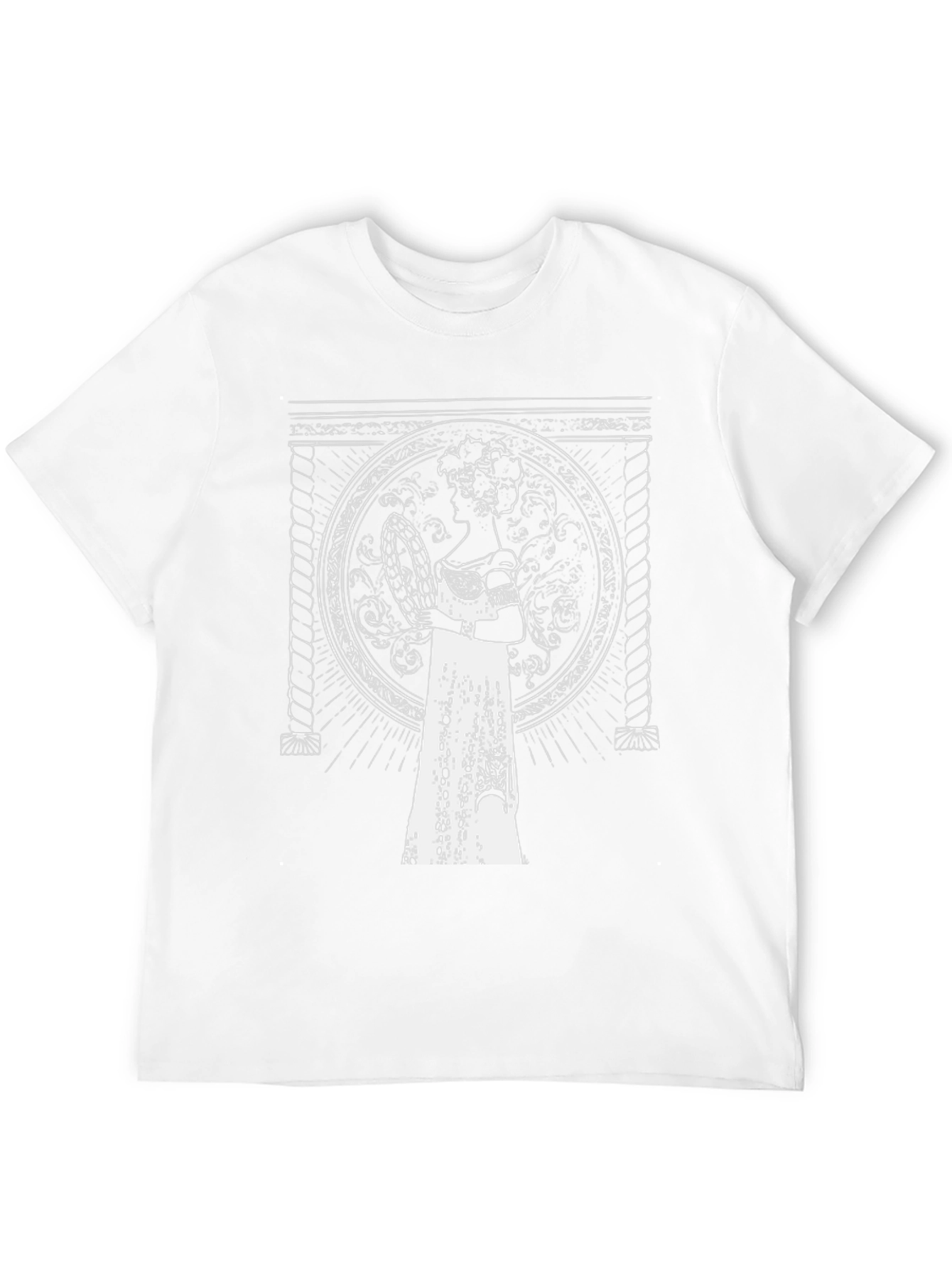 Black Elegant Portrait Tee - Black Graphic T-Shirt view 12