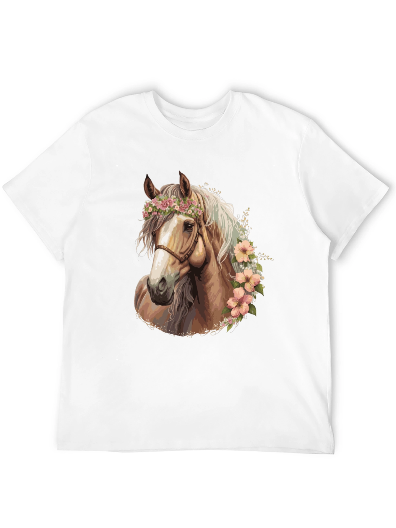Black Floral Horse Graphic Tee - Stylish Black T-Shirt view 12