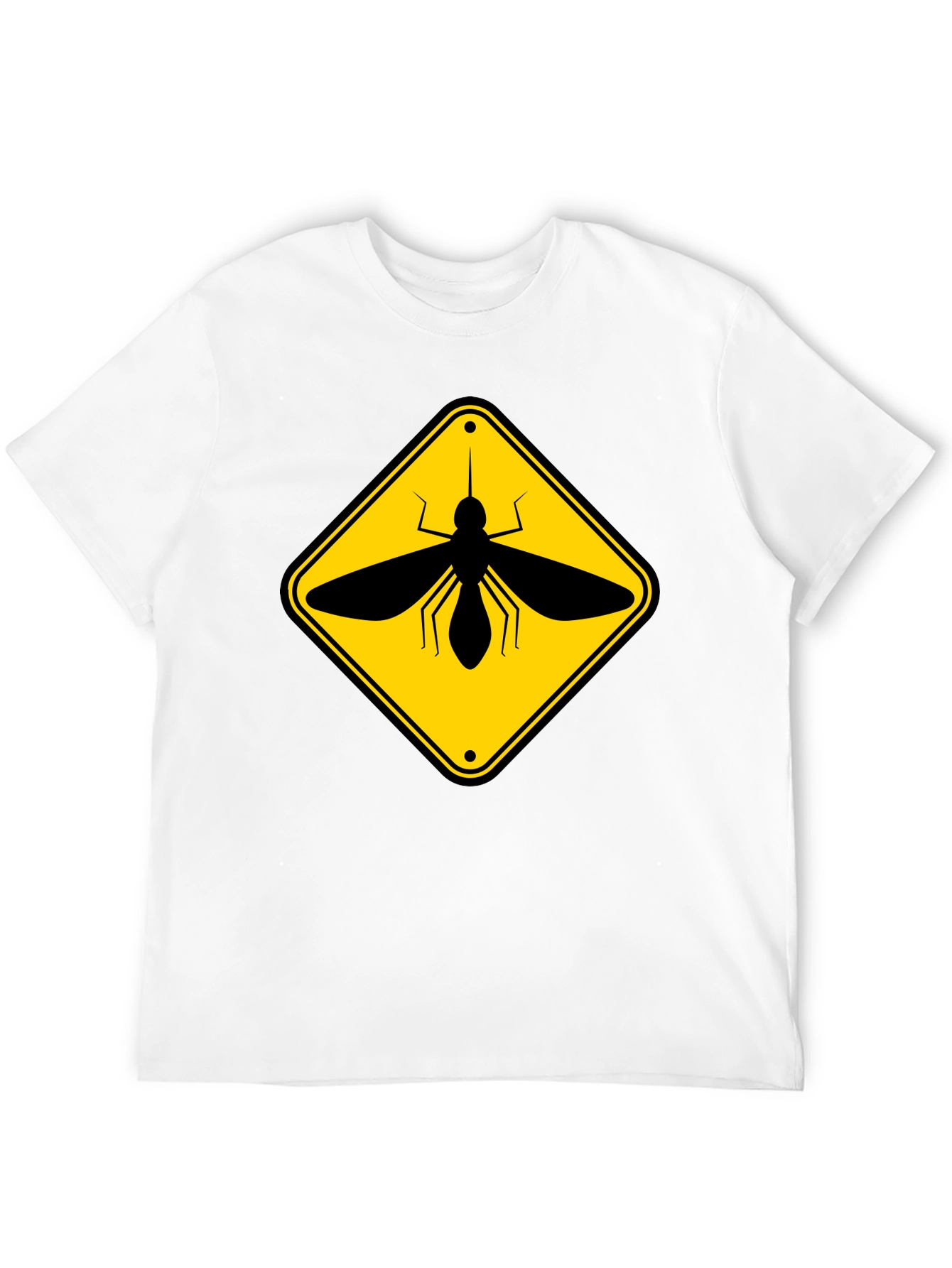 Black Mosquito Warning Sign Graphic T-Shirt view 12