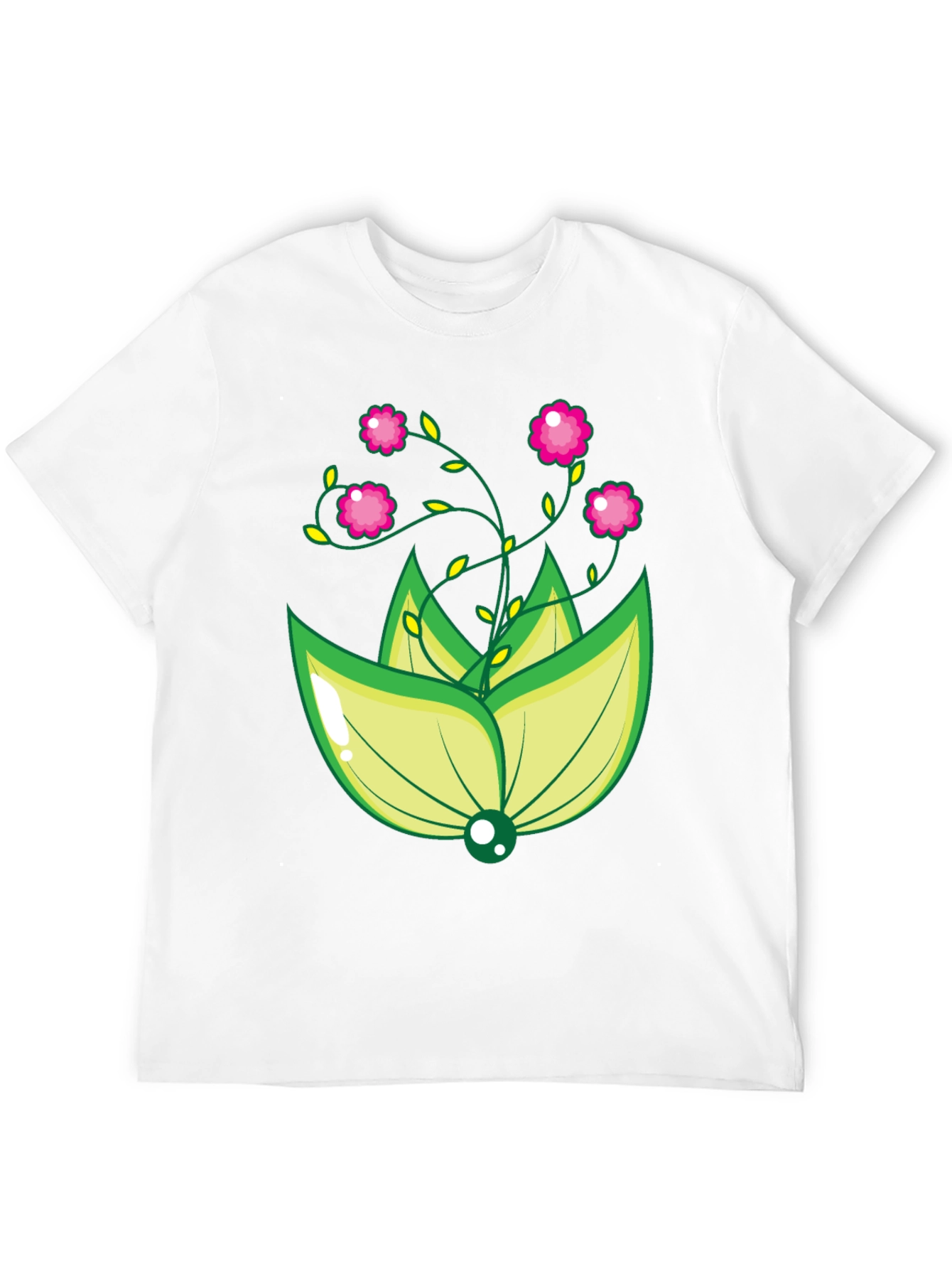 Black Floral Design Black T-Shirt view 12