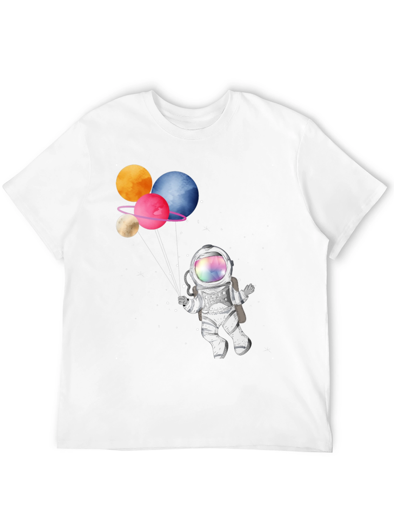 Black Astronaut with Planet Balloons Graphic T-Shirt view 12