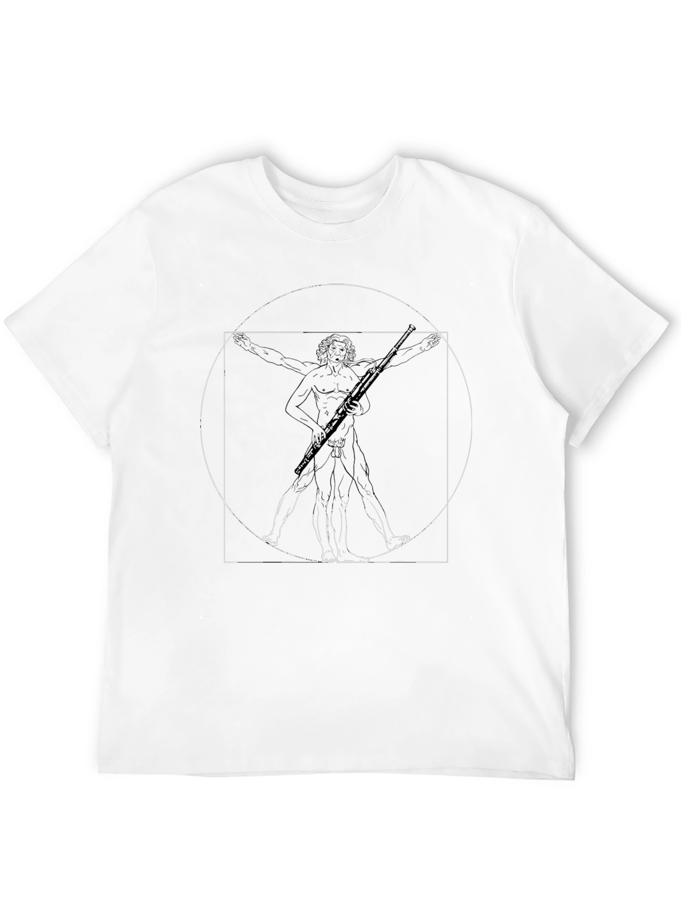 Black Vitruvian Man with Rifle Black T-Shirt view 12