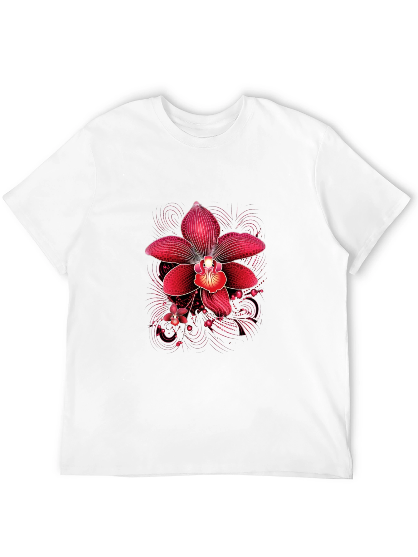 Black Red Orchid Graphic Print Black T-Shirt view 12