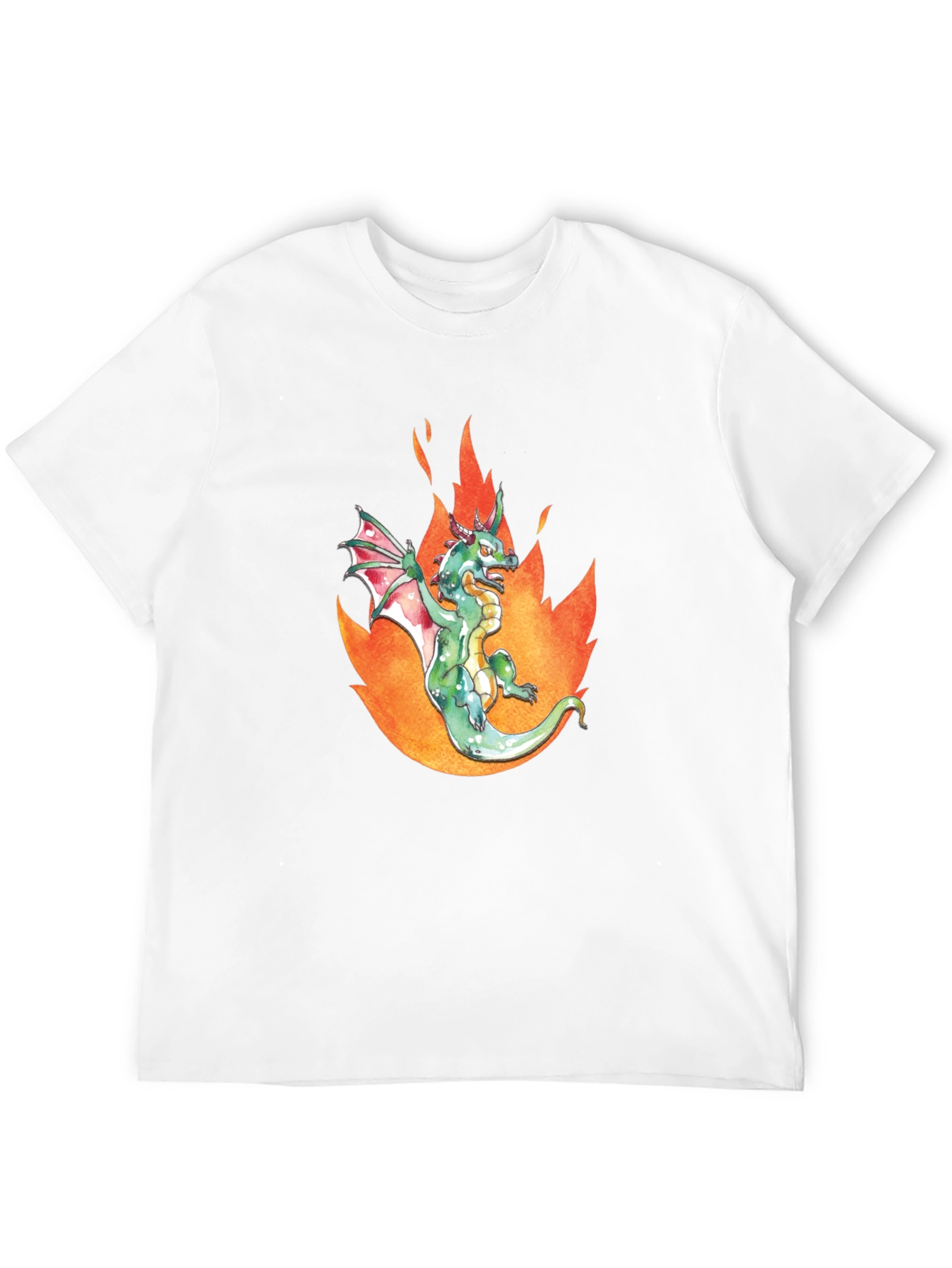 Black Dragon in Flames Graphic Tee - Black Cotton T-Shirt view 12