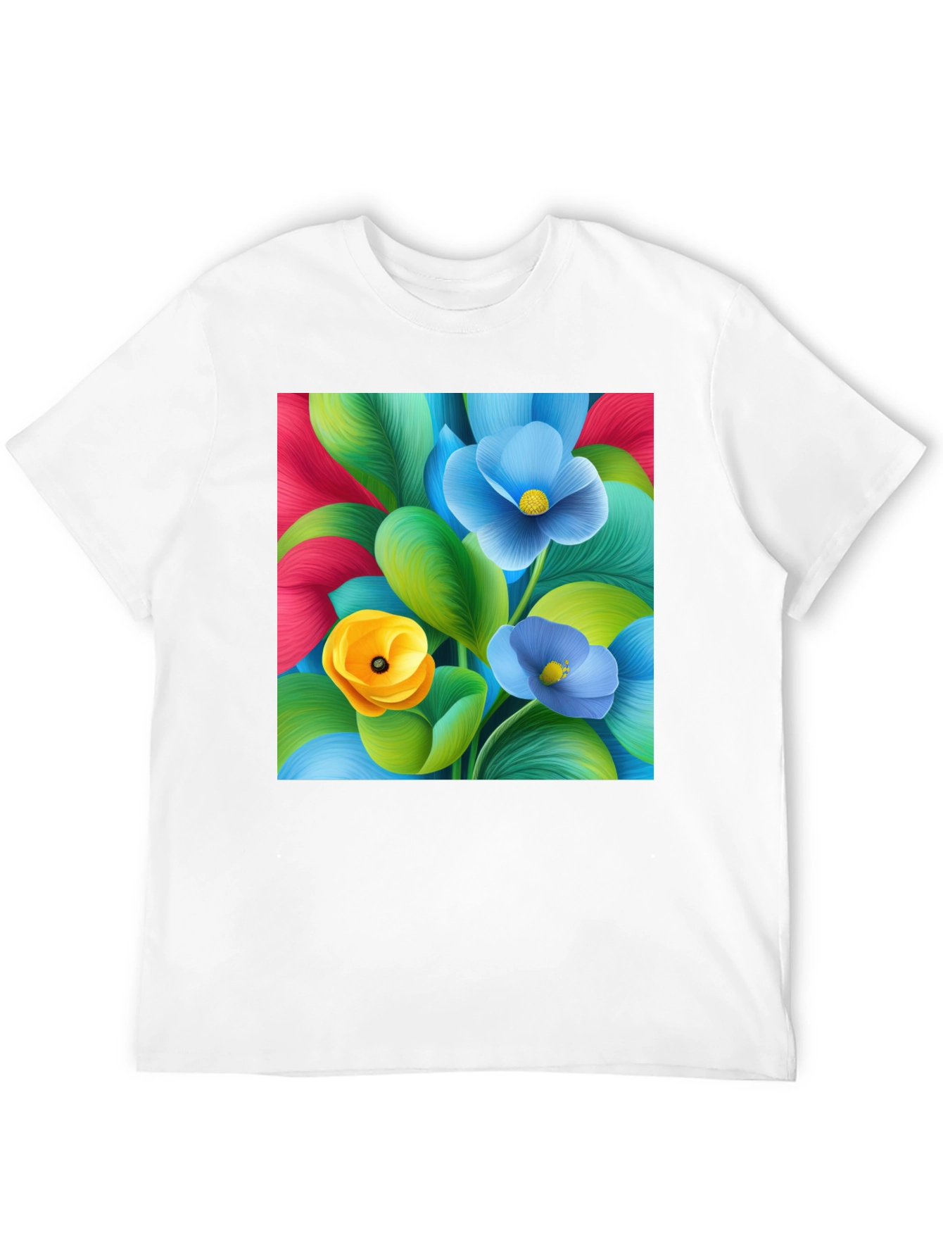 Black Floral Print T-Shirt - Vibrant Colors view 12