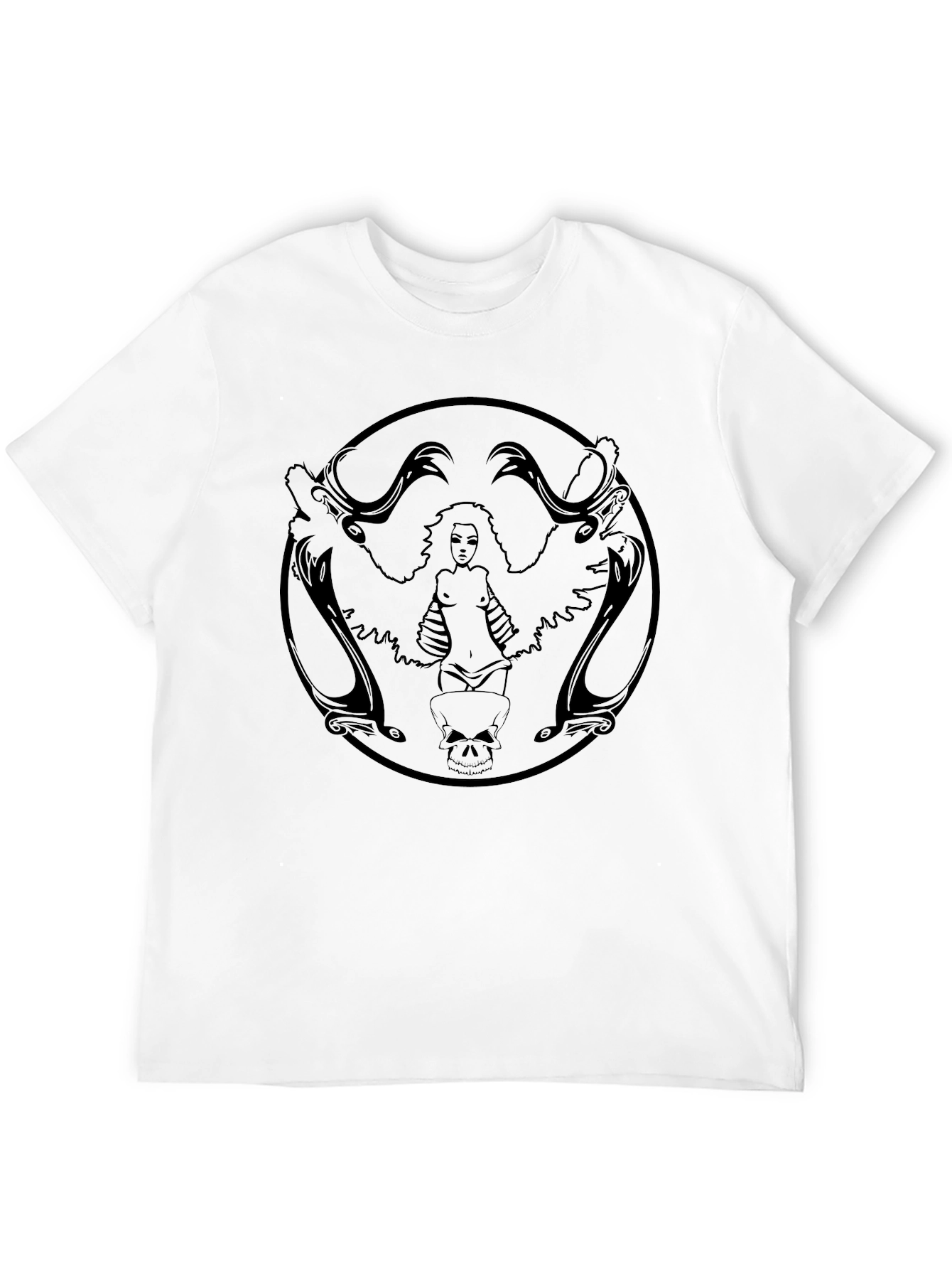 Black Men's Black Graphic Tee - Fantasy Witch Design view 12