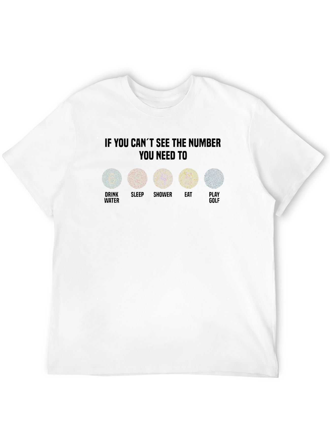 Black Color Blindness Humor T-Shirt - Golf Edition view 12