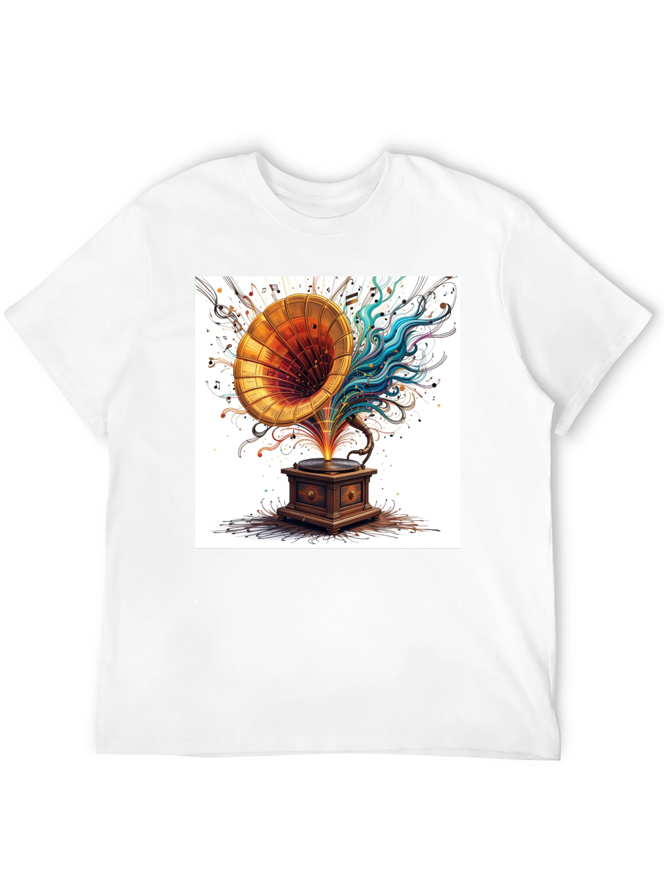 Black Vintage Phonograph Music T-Shirt view 12