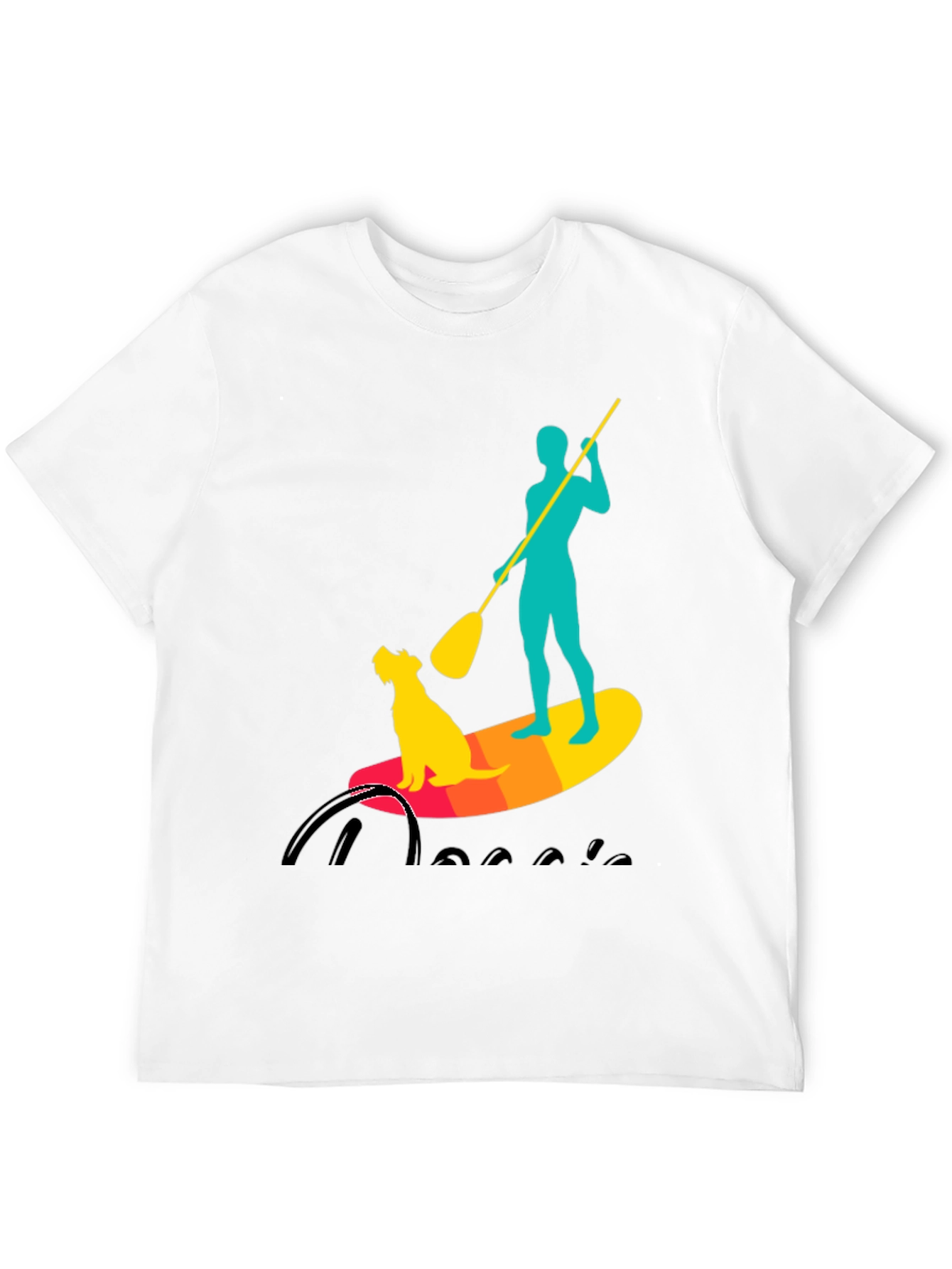 Black Paddle Board Dog T-Shirt - Cool Watersports Tee view 12