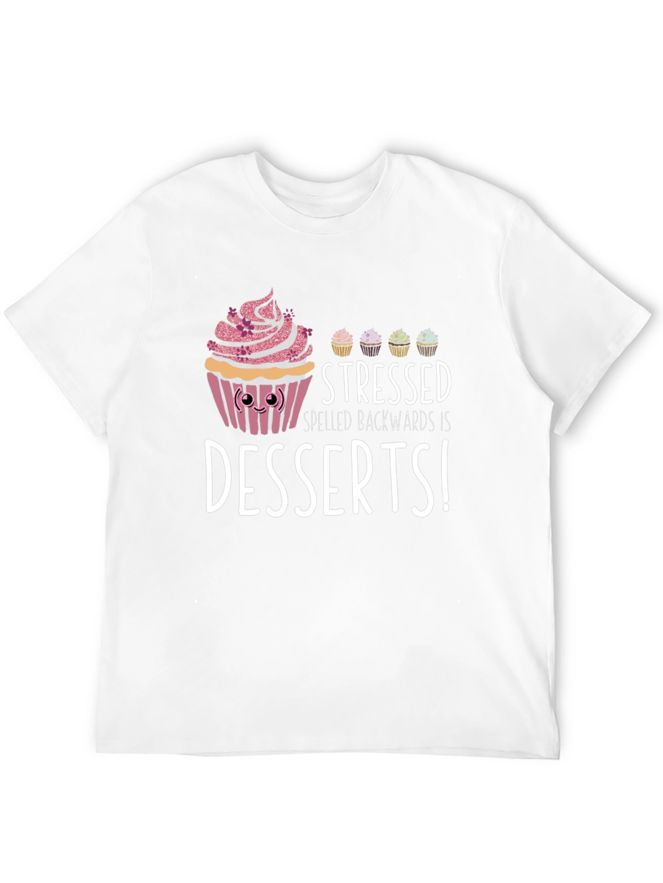 Black Stressed Spelled Backwards Dessert T-Shirt view 12