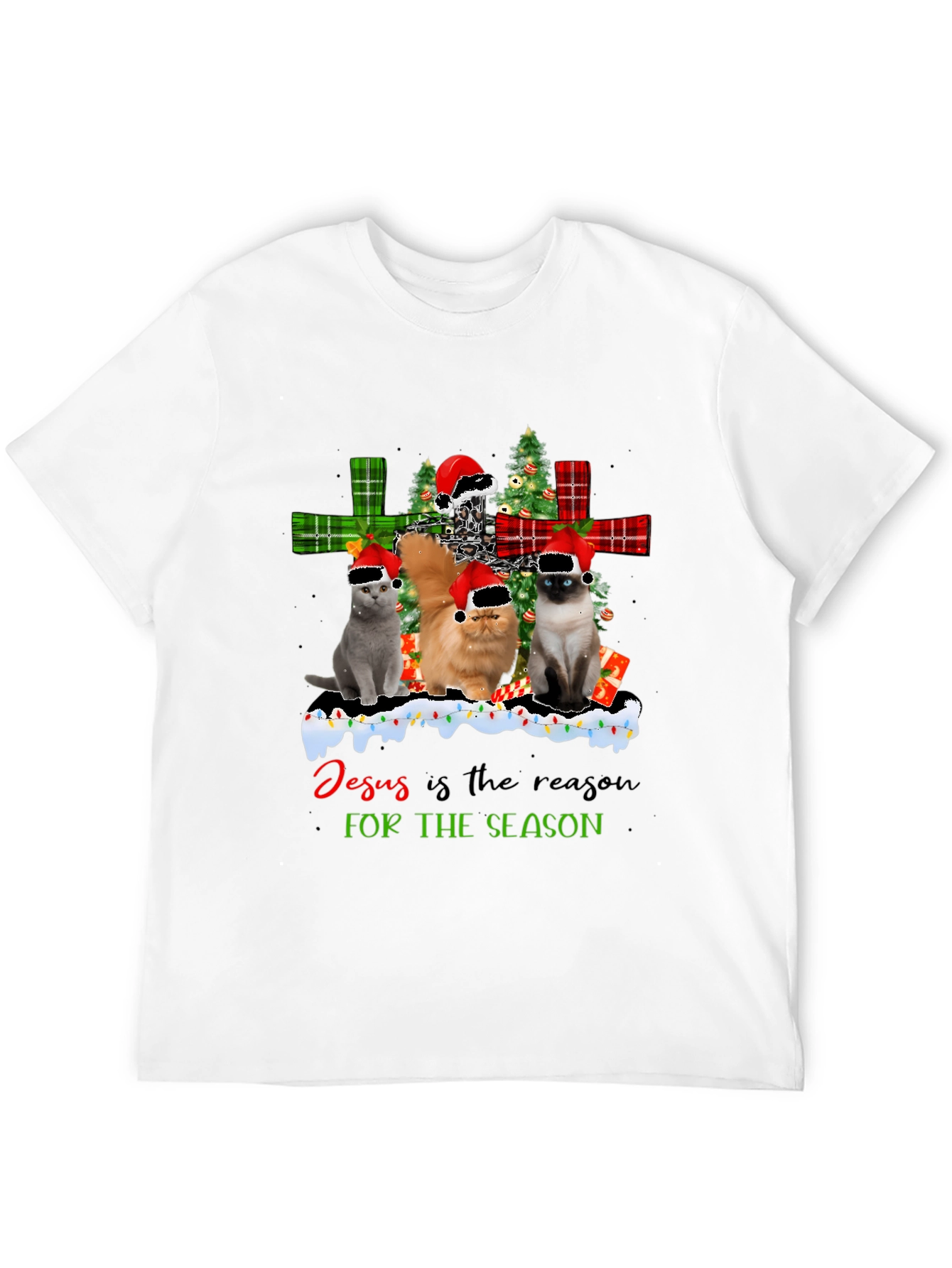 Black Cats Christmas T-Shirt - Jesus is the Reason view 12