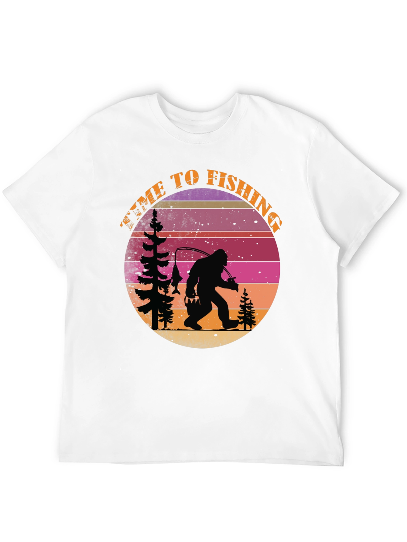 Black Time To Fishing Bigfoot T-Shirt view 12