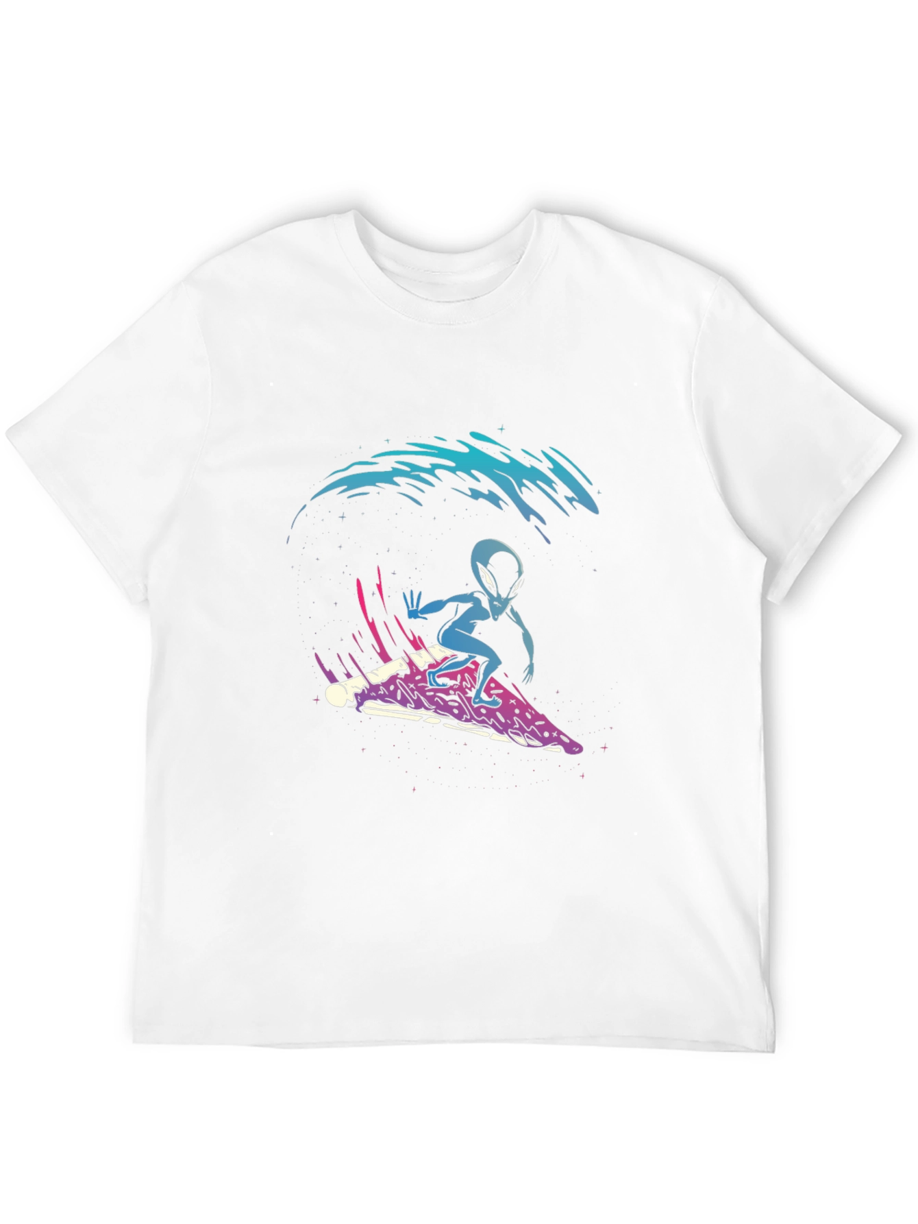 Black Alien Pizza Surfer Graphic Tee view 12