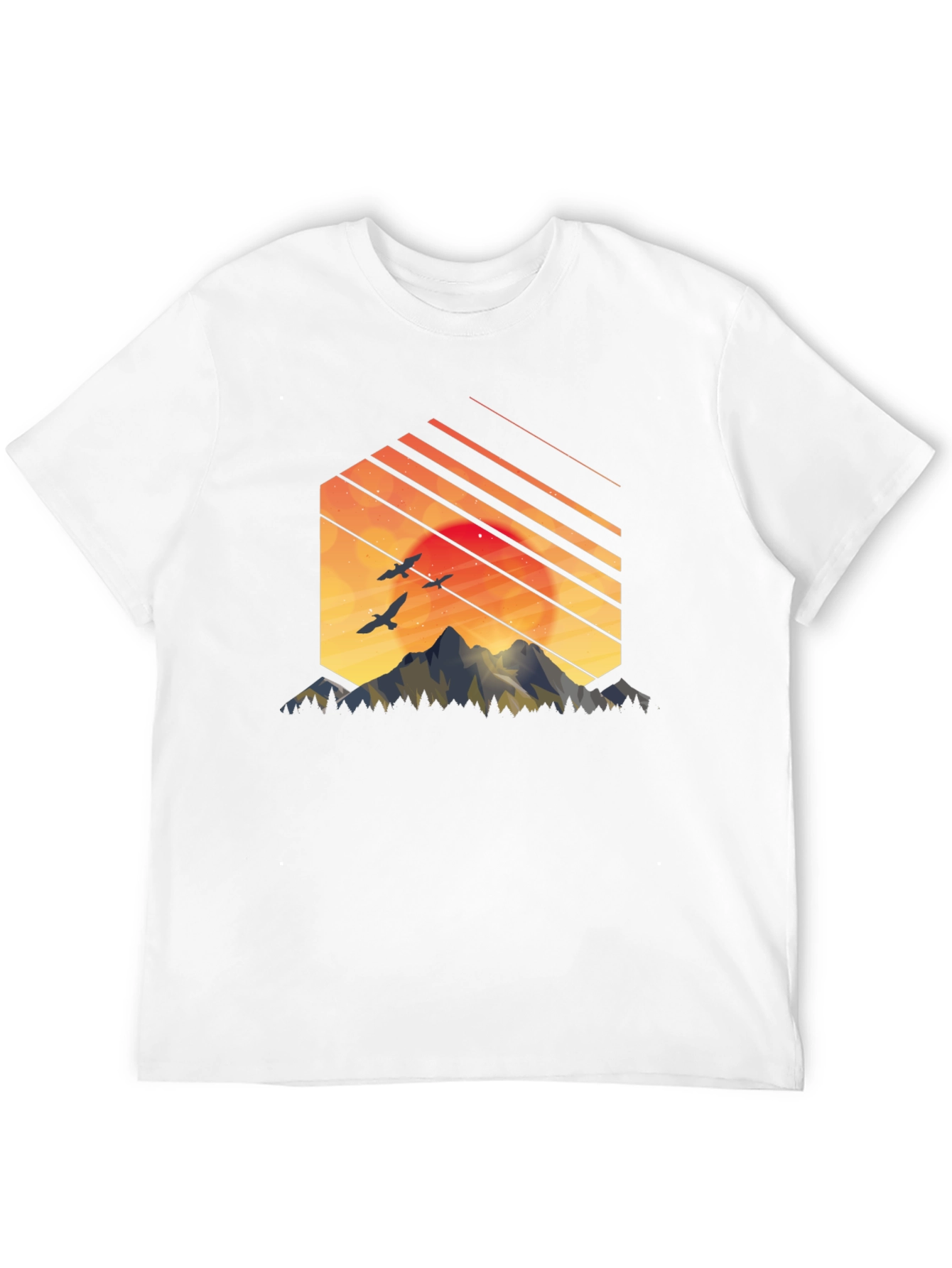 Black Sunset Mountain Graphic Tee - Stylish Black T-Shirt view 12